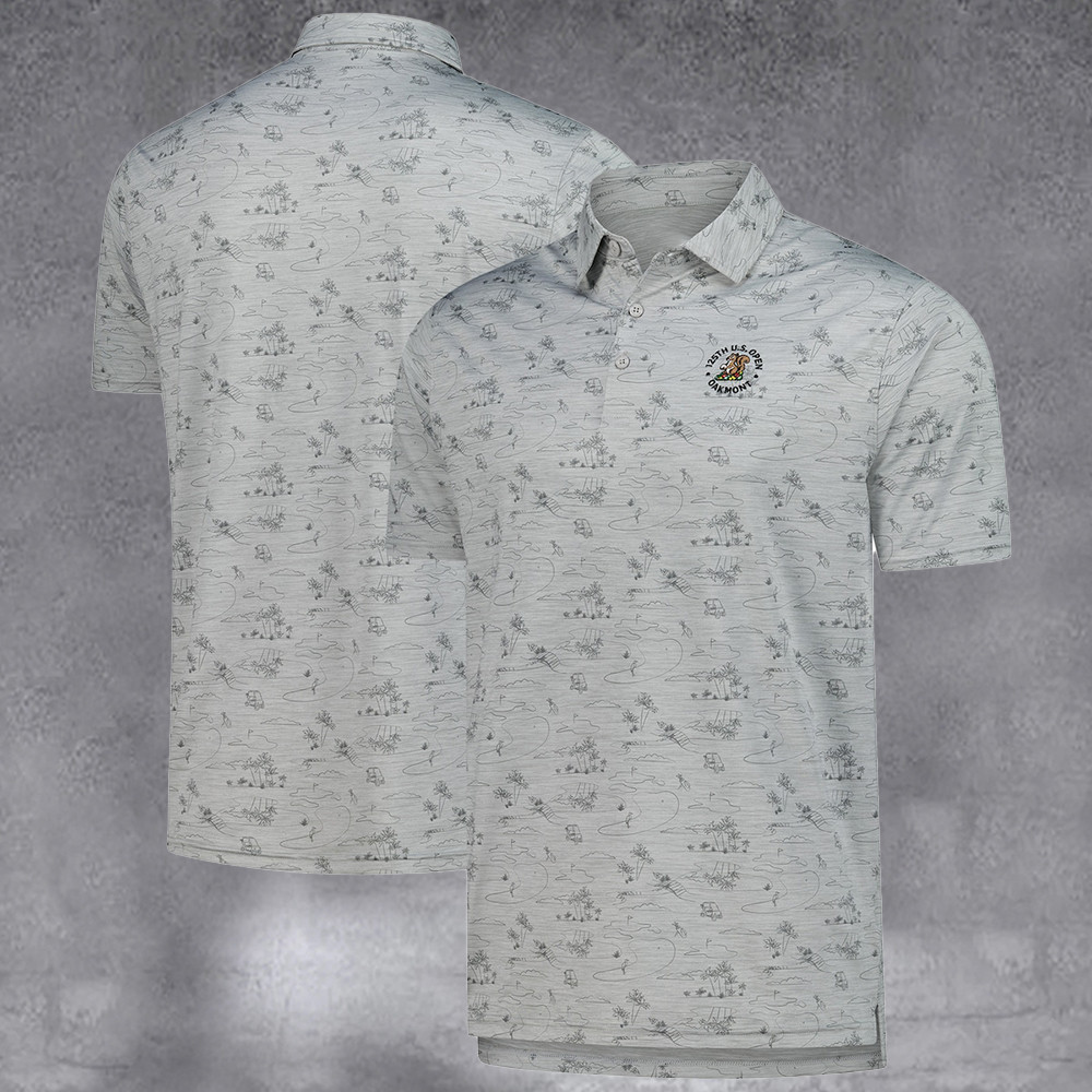 Men's 2025 U.S. Open Heather Gray Scenic Polo Good Gifts For Dad