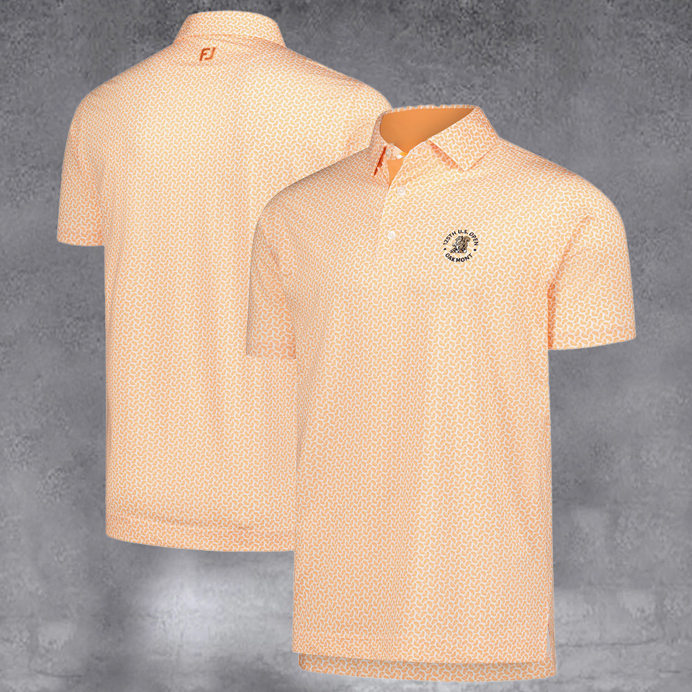Men's 2025 U.S. Open Orange Prodry Citrus Print Lisle Polo Gifts For Friends