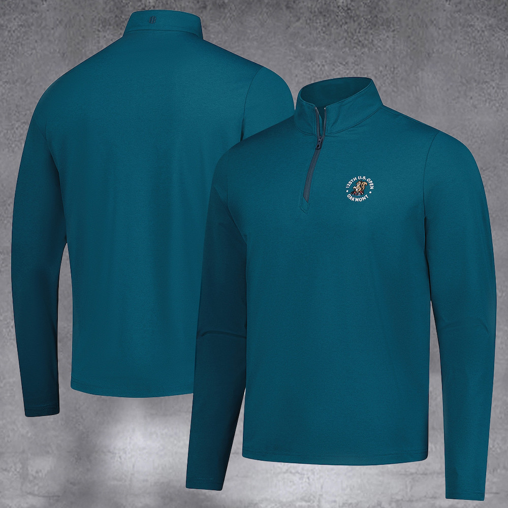 Men's 2025 U.S. Open Teal The Bell Quarter Zip Pullover For Men