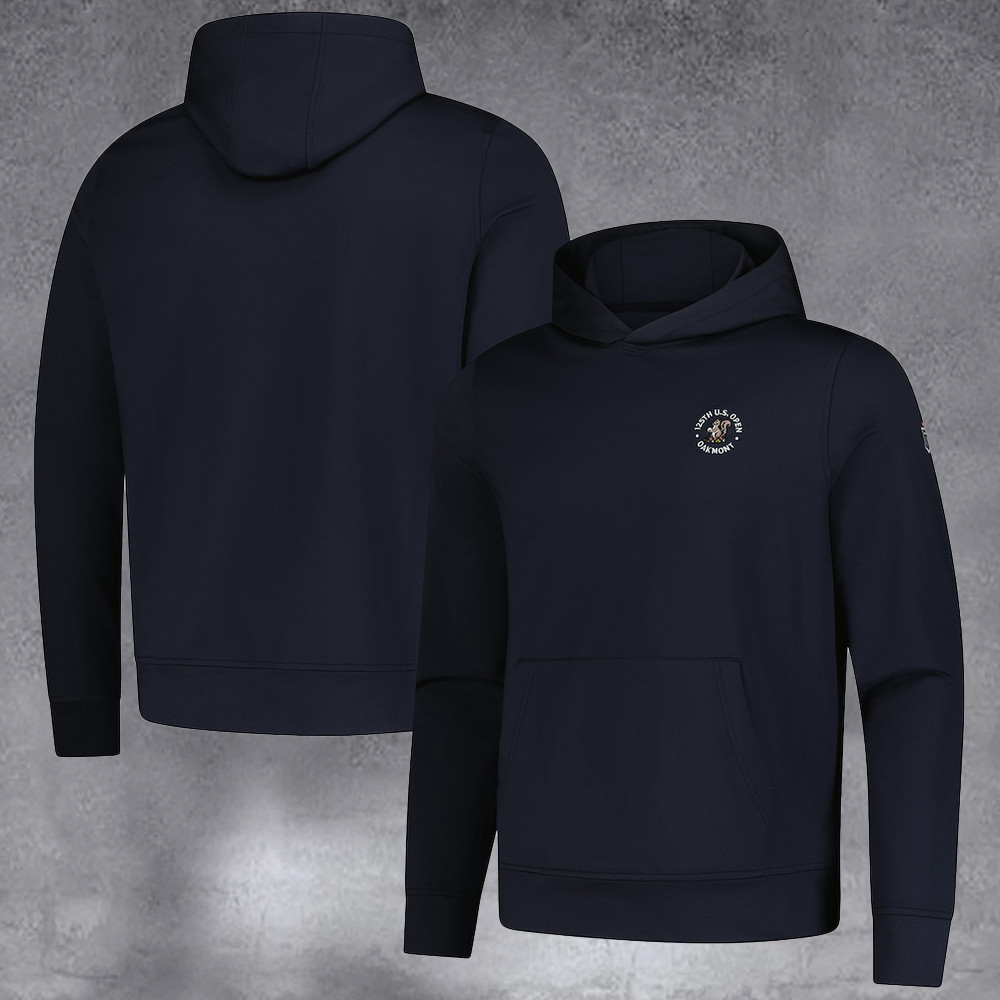 Men's 2025 U.S. Open Wins Navy Core Tech Pullover Hoodie Gifts Idea For Men