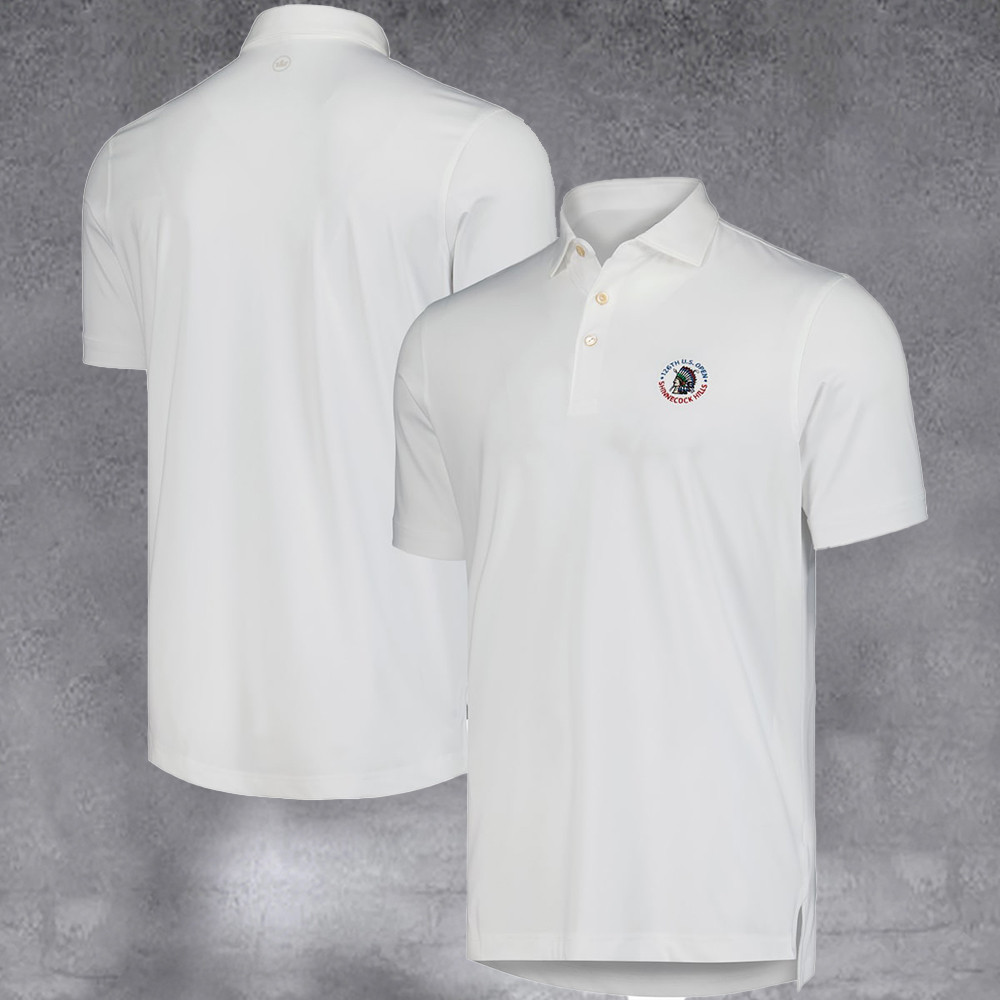 Men's 2026 U.S. Open Peter Millar White Performance Jersey Polo Gifts For Sport Enthusiasts