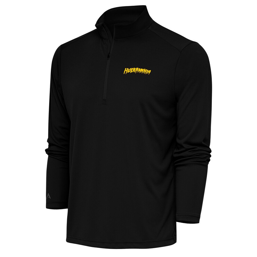 Men's Antigua Black Hulk Hogan Tribute Quarter-zip Pullover Top Gift In Memory Of Hulk Hogan