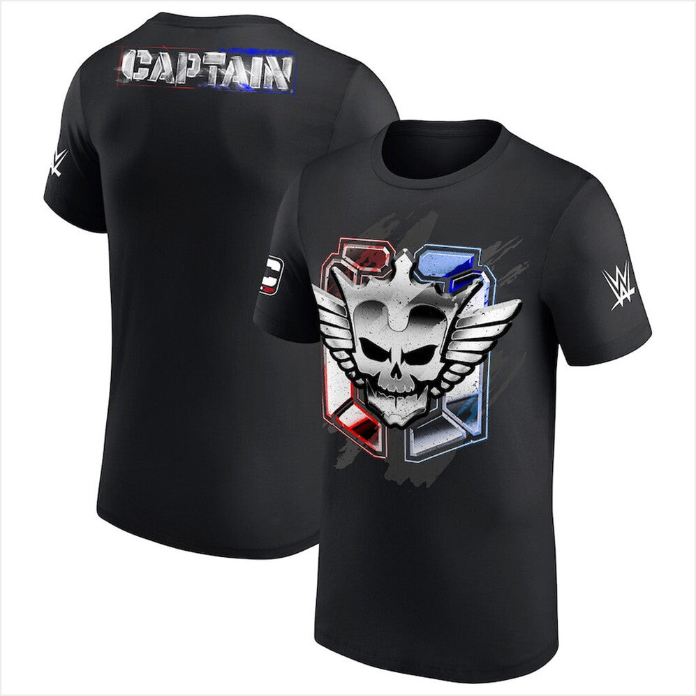 Mens Black Cody Rhodes Captain Badge T-Shirt Cody Rhodes Merch Birthday Gift Ideas For Husband