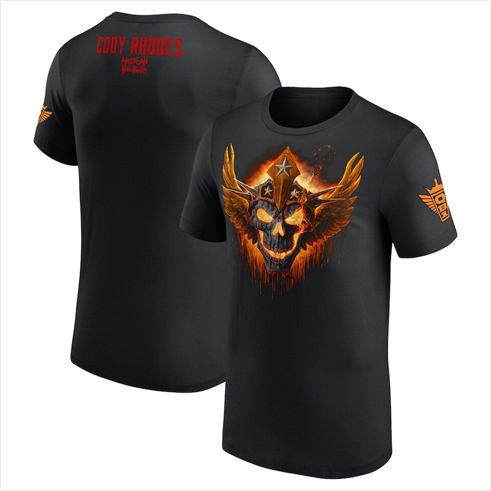 Mens Black Cody Rhodes Lava Skull T-Shirt Cody Rhodes Merch Best Birthday Gifts For Husband