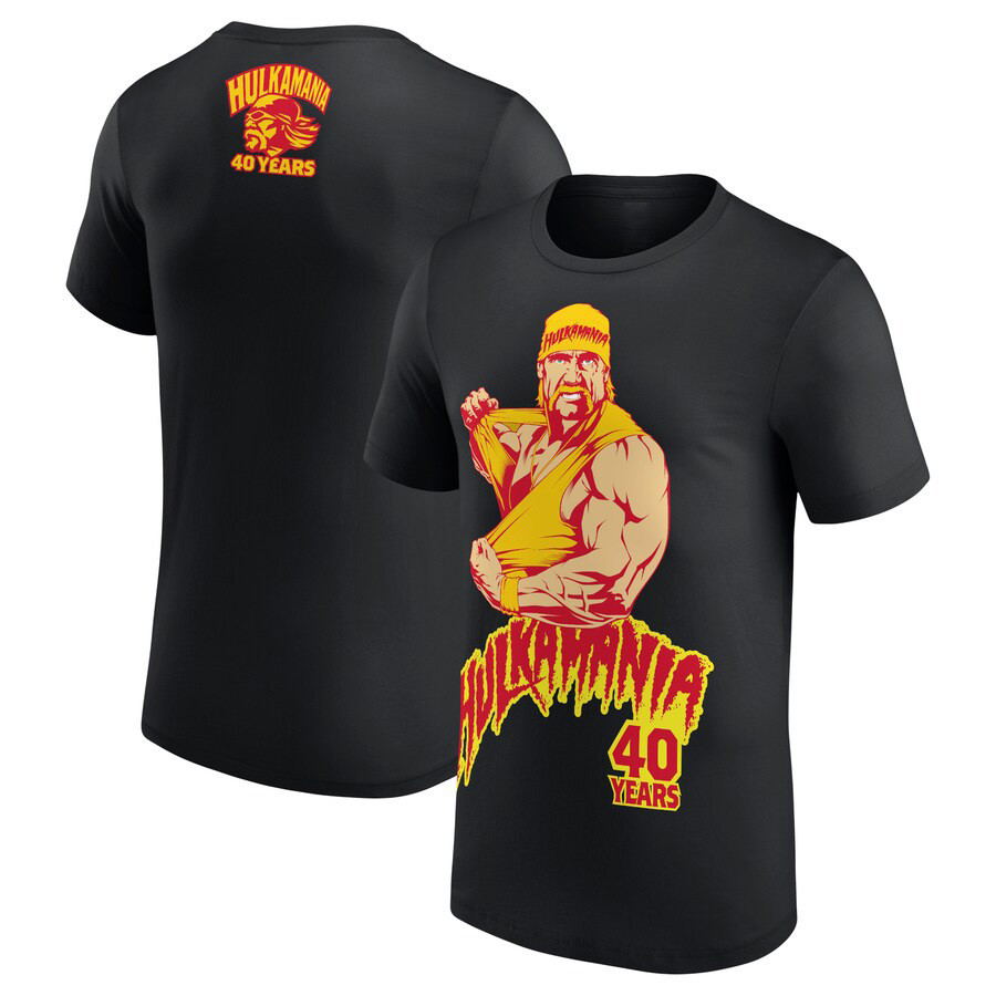 Men's Black Hulk Hogan 40 Years Ripping Shirt T-shirt RIP Legend Gift