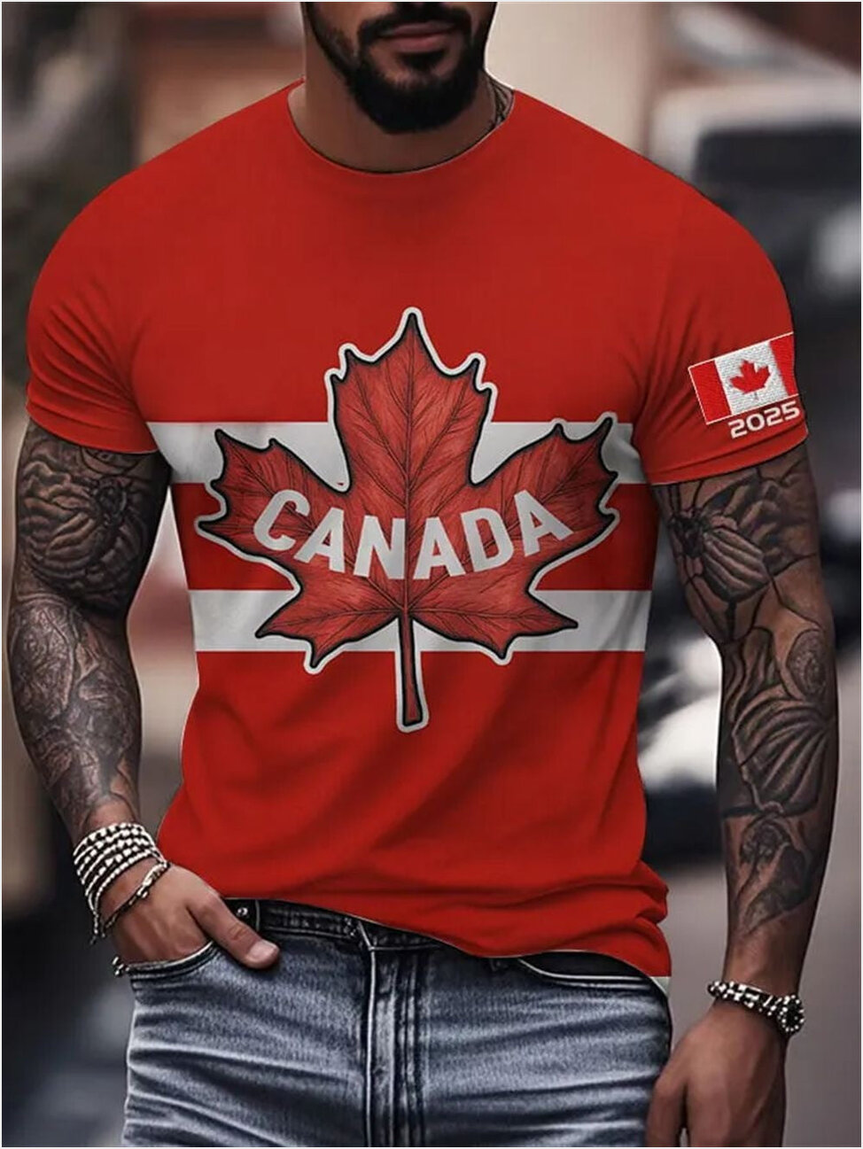 Men's Canada 2025 Print T-Shirt Country Boy Gift BFF Birthday Gifts Christmas Presents