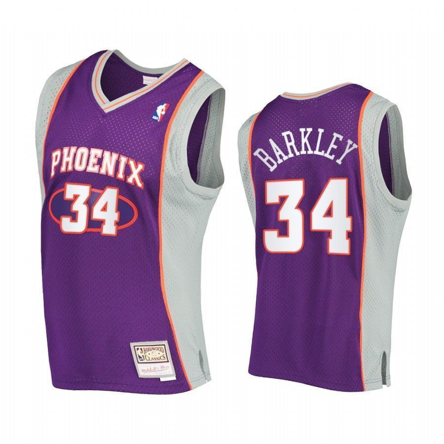 Men's Charles Barkley 34 Phoenix Suns Hardwood Classics Jersey Purple - JS732