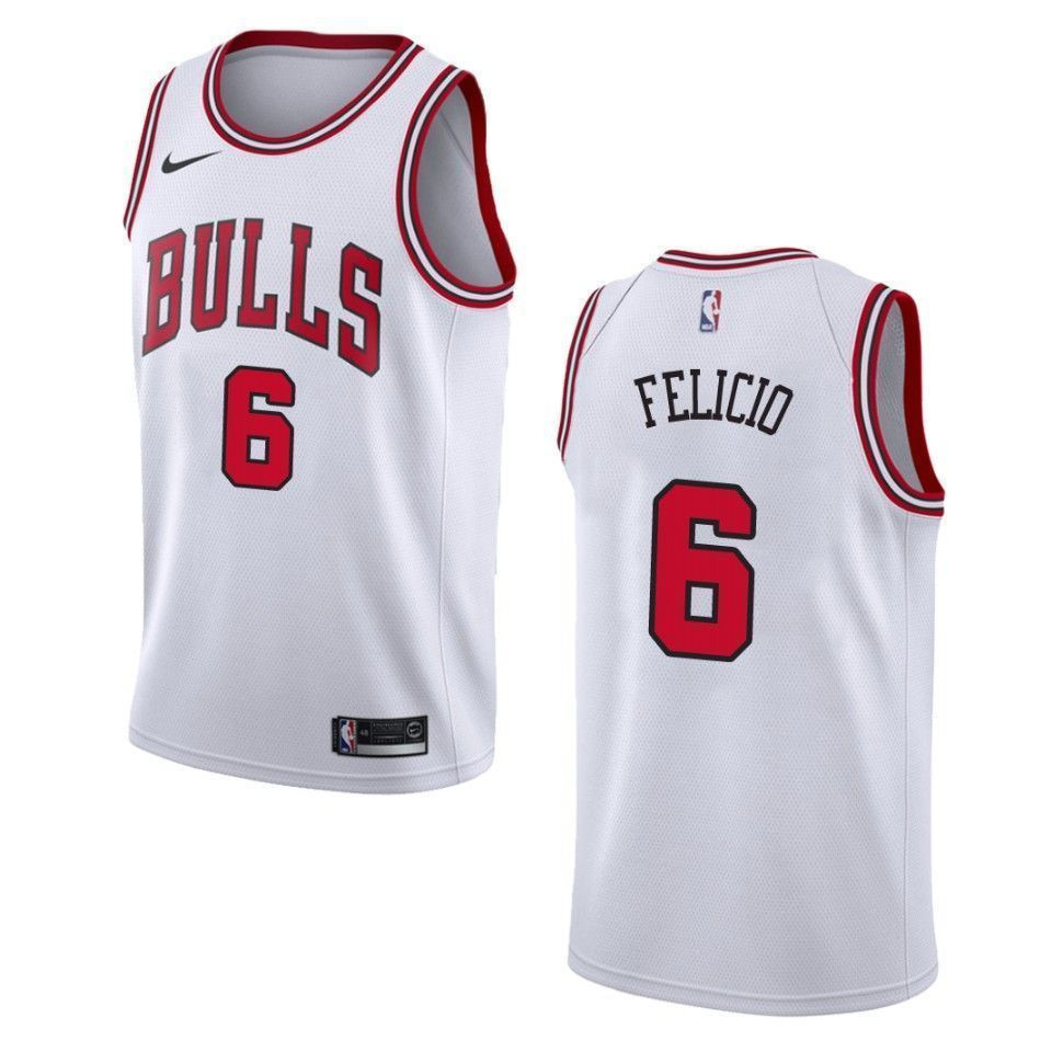 Men's Chicago Bulls 6 Cristiano Felicio Association Swingman Jersey - Wihte - JS286