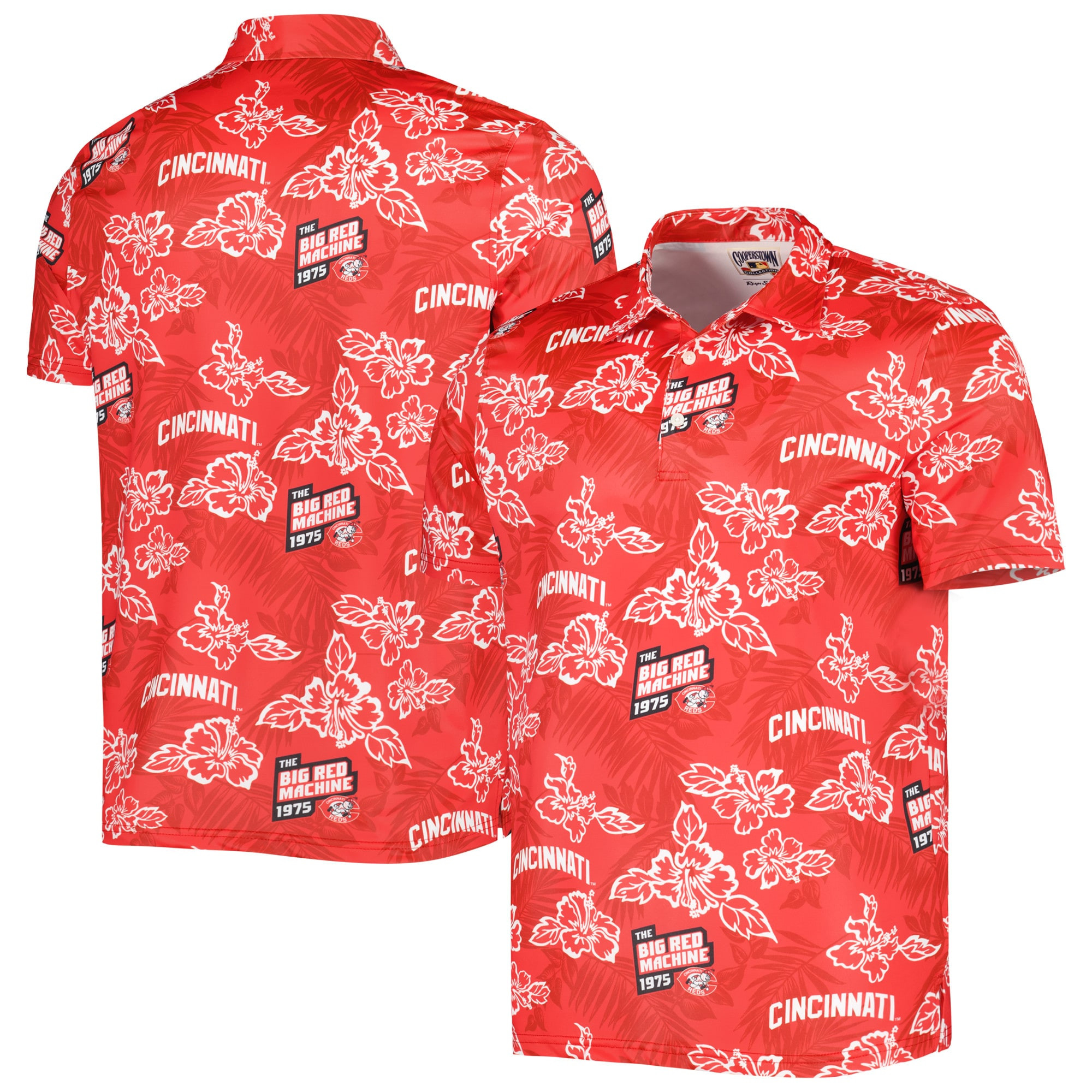 Mens Cincinnati Reds Reyn Spooner Red Cooperstown Collection Puamana Polo Shirt Merch Gift For Big Game Fans