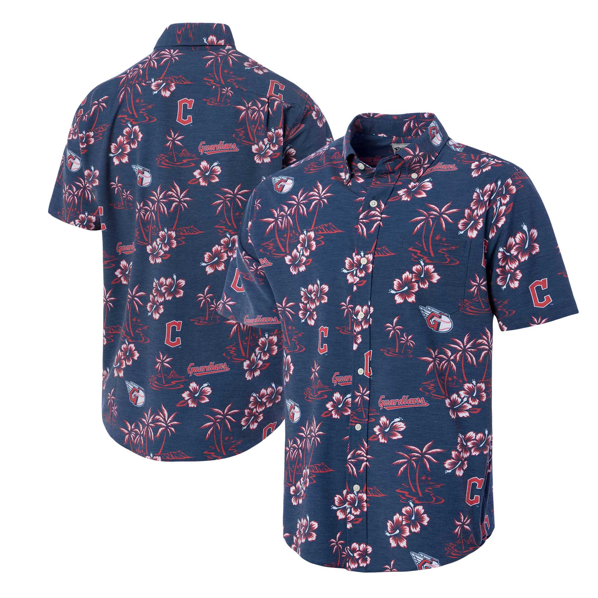 Mens Cleveland Guardians Reyn Spooner Navy Hawaiian Shirt Merch Gift For Classic Baseball Fans