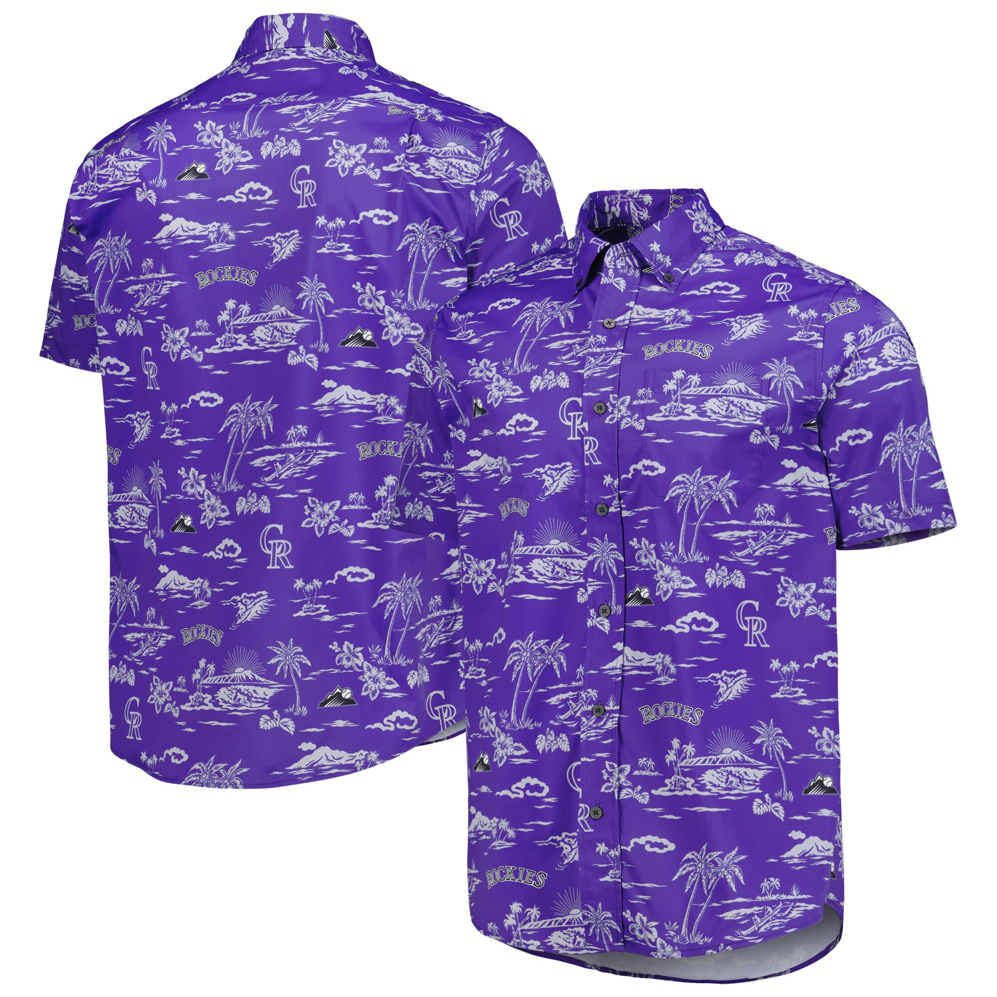 Mens Colorado Rockies Reyn Spooner Purple Kekai Hawaiian Shirt Merch Gift For Baseball Fans