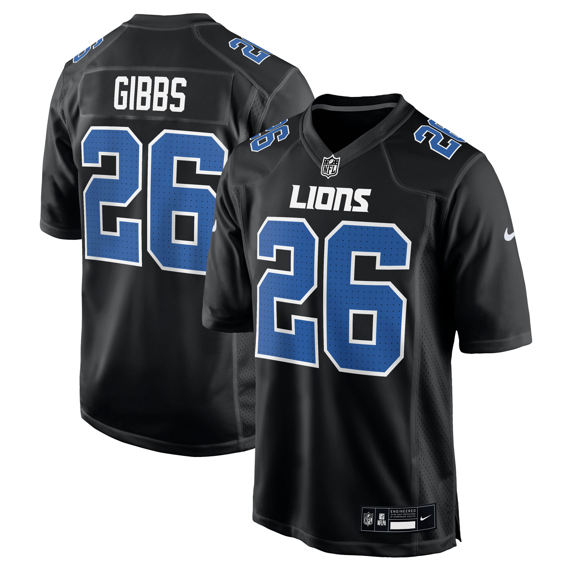 Men's Detroit Lions Jahmyr Gibbs Carbon Black Fashion Jersey - JS593