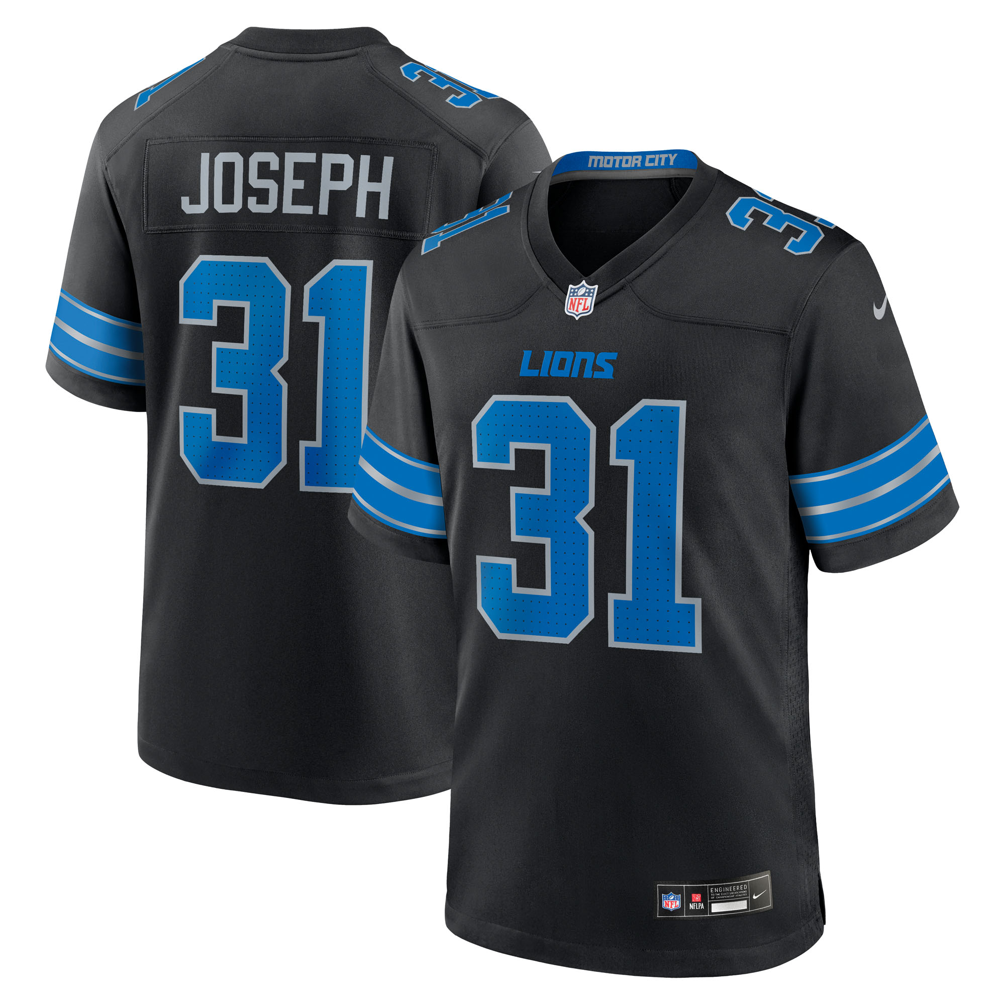 Men's Detroit Lions Kerby Joseph Black Alternate 2 Game Jersey - JS780