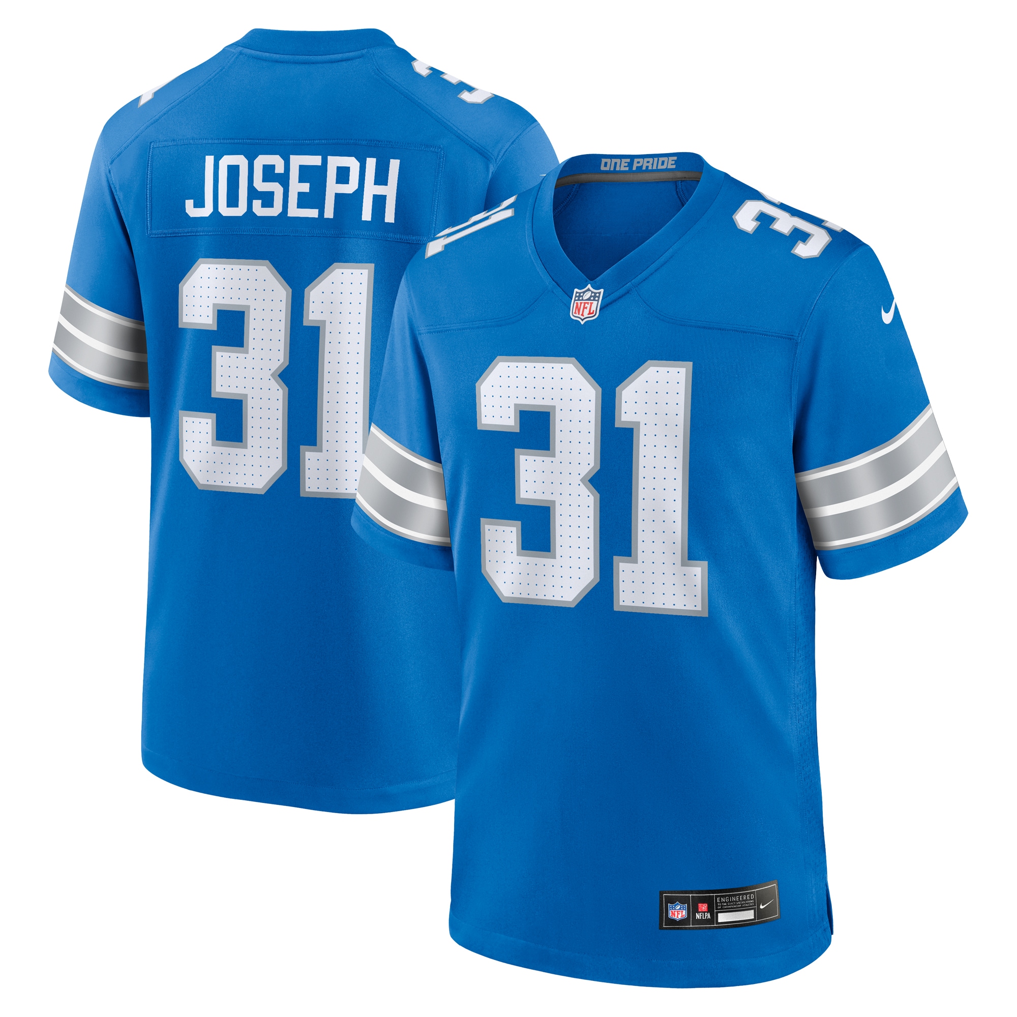 Men's Detroit Lions Kerby Joseph Blue Team Game Jersey - JS829