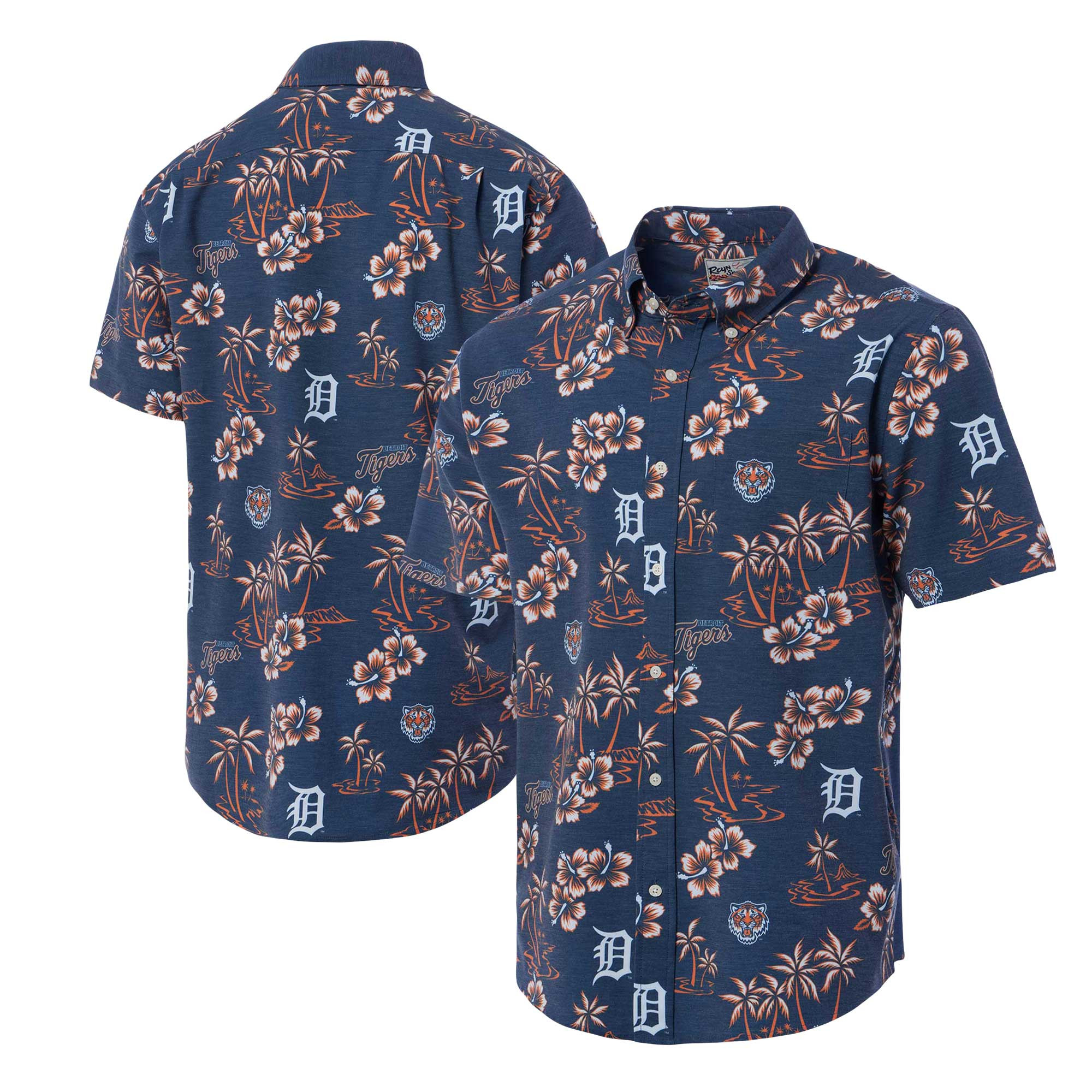 Mens Detroit Tigers Reyn Spooner Navy Hawaiian Shirt Merch Gift For MLB Supporters