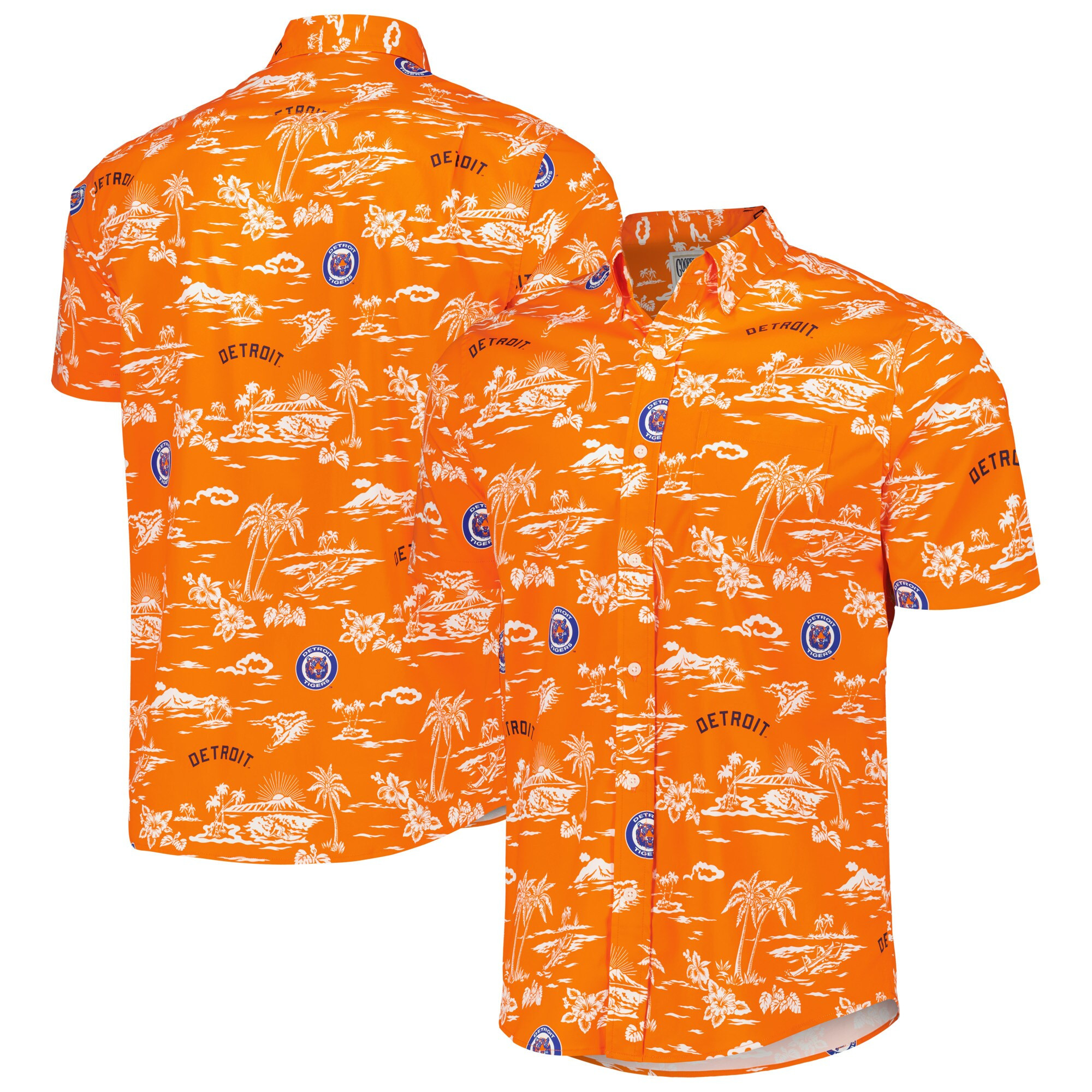 Mens Detroit Tigers Reyn Spooner Orange Hawaiian Shirt Merch Gift For Die Hard Fans