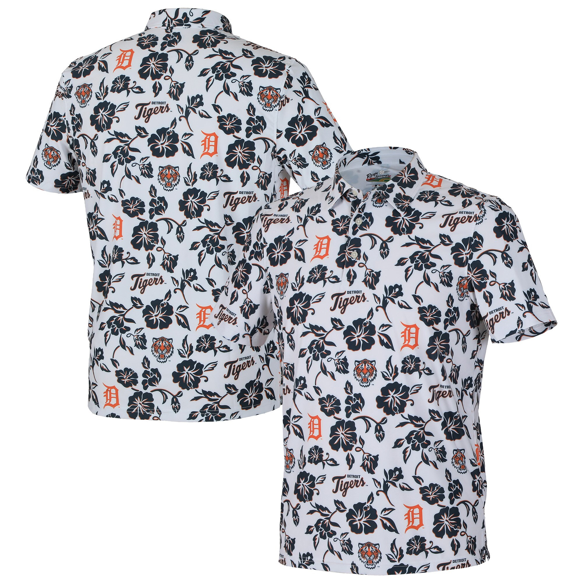 Mens Detroit Tigers Reyn Spooner White Pua Polo Shirt Merch Gift For Baseball Fans