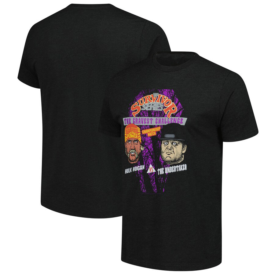 Men's Homage Charcoal Survivor Series 1991 Hulk Hogan Vs. The Undertaker Tri-blend T-shirt Wrestling Legend Tribute