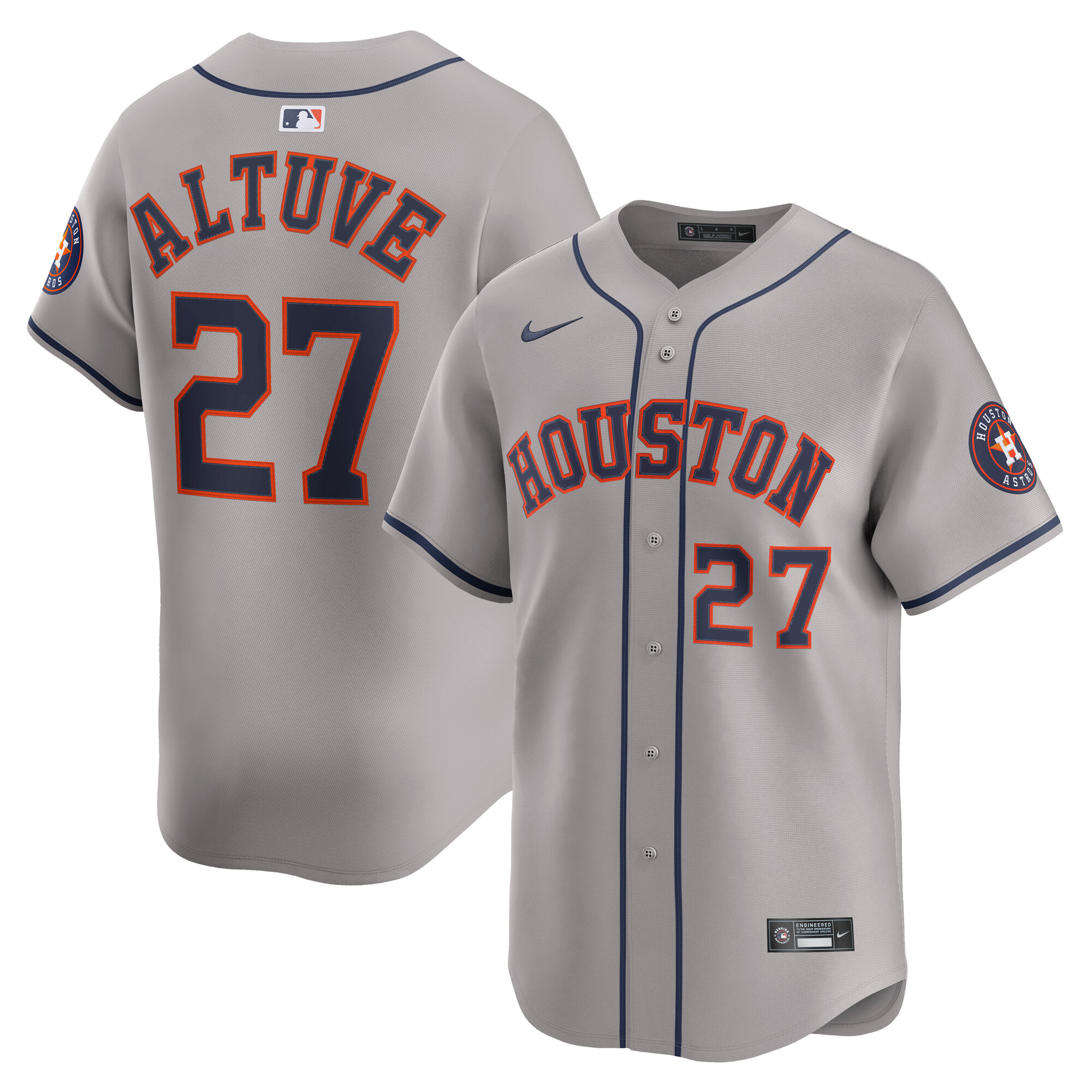 Men's Houston Astros Jose Altuve Gray Road Limited Player Jersey - JS794
