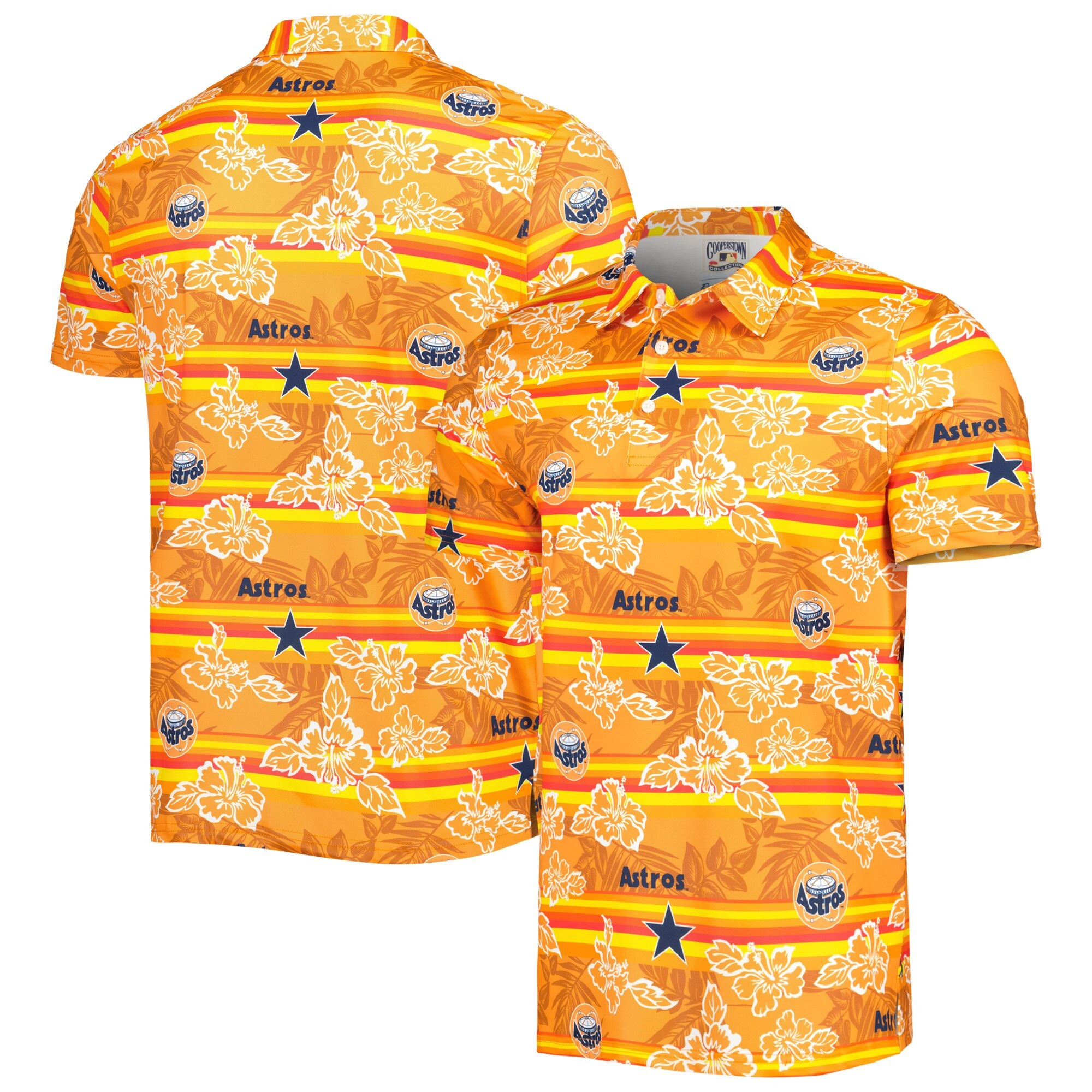 Mens Houston Astros Reyn Spooner Orange Cooperstown Collection Puamana Polo Shirt Merch Gift For Die Hard Fans