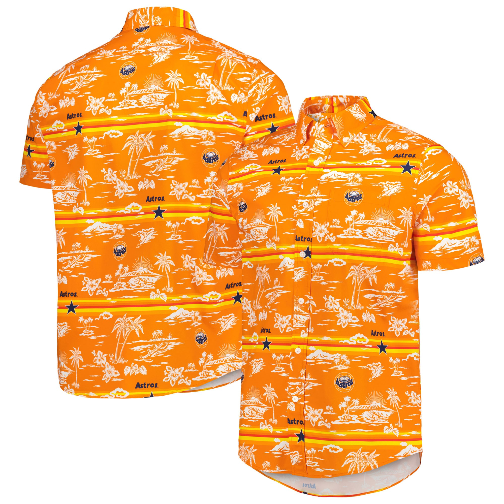 Mens Houston Astros Reyn Spooner Orange Hawaiian Shirt Merch Gift For Every Fan