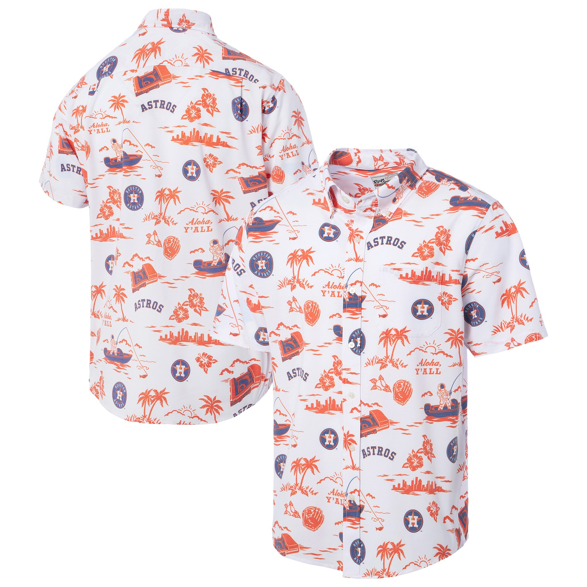 Mens Houston Astros Reyn Spooner White Hawaiian Shirt Merch Gift For MLB Supporters