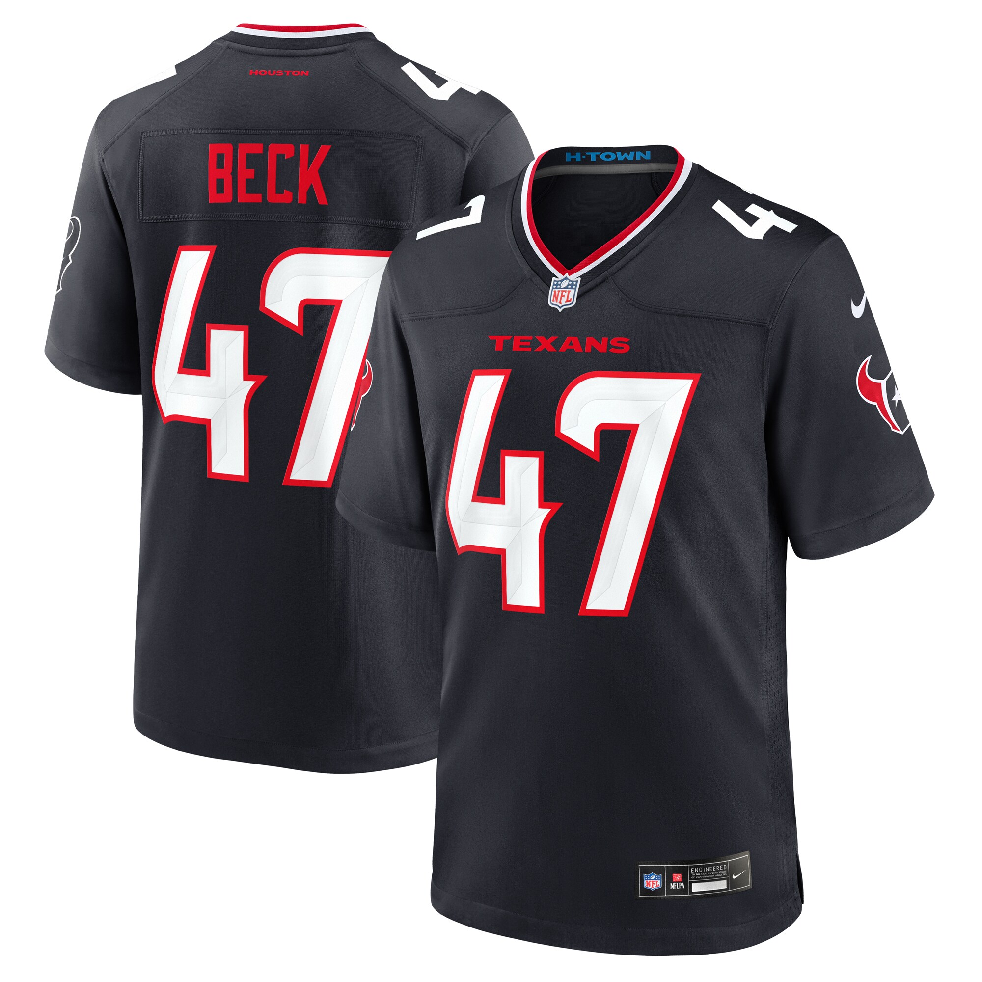 Men's Houston Texans Andrew Beck Navy Team Game Jersey - JS947