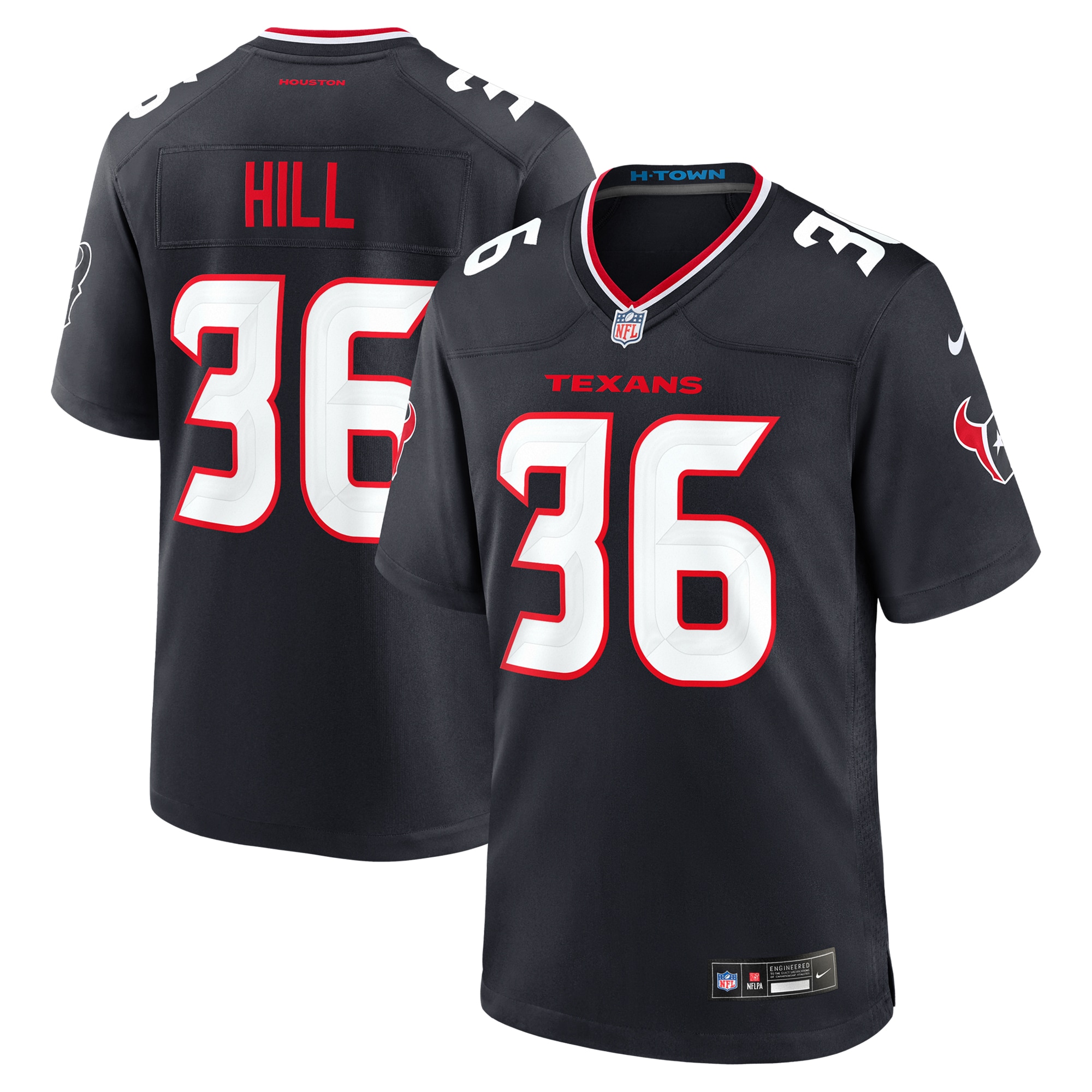 Men's Houston Texans Brandon Hill Navy Team Game Jersey - JS634