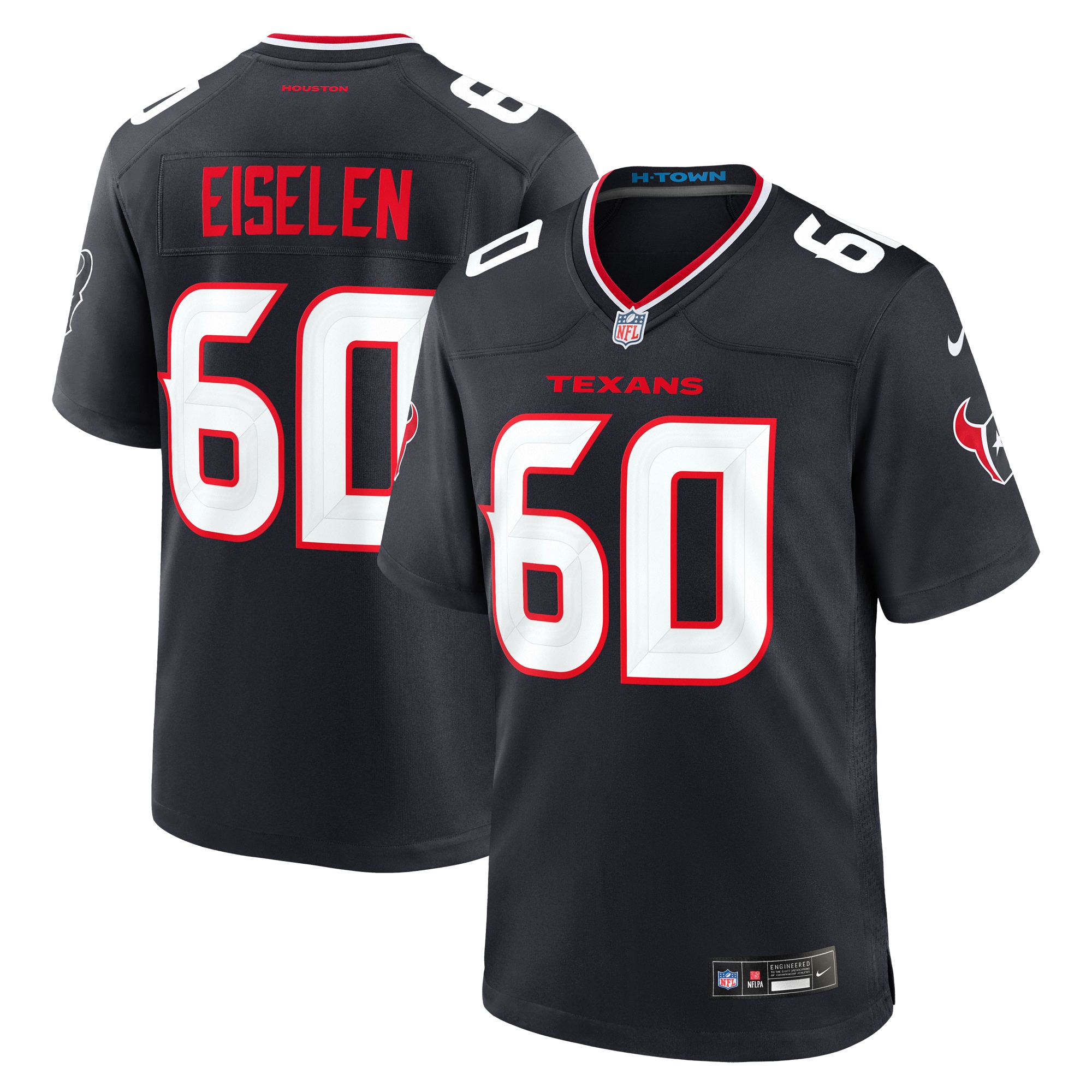 Men's Houston Texans Dieter Eiselen Navy Team Game Jersey - JS326