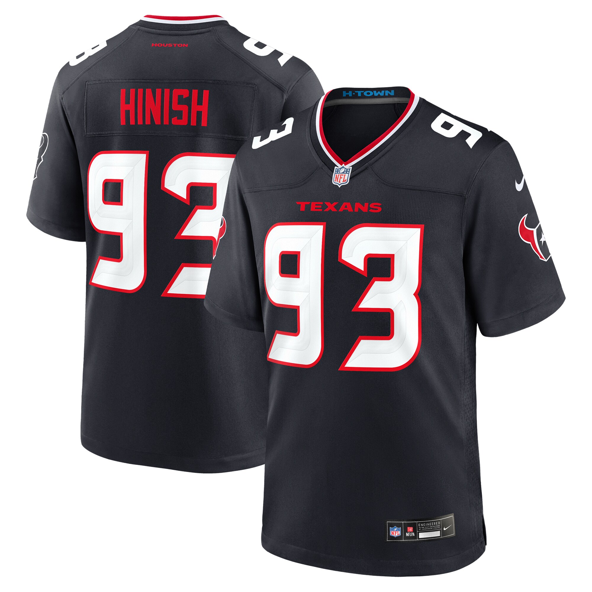 Men's Houston Texans Kurt Hinish Navy Team Game Jersey - JS909