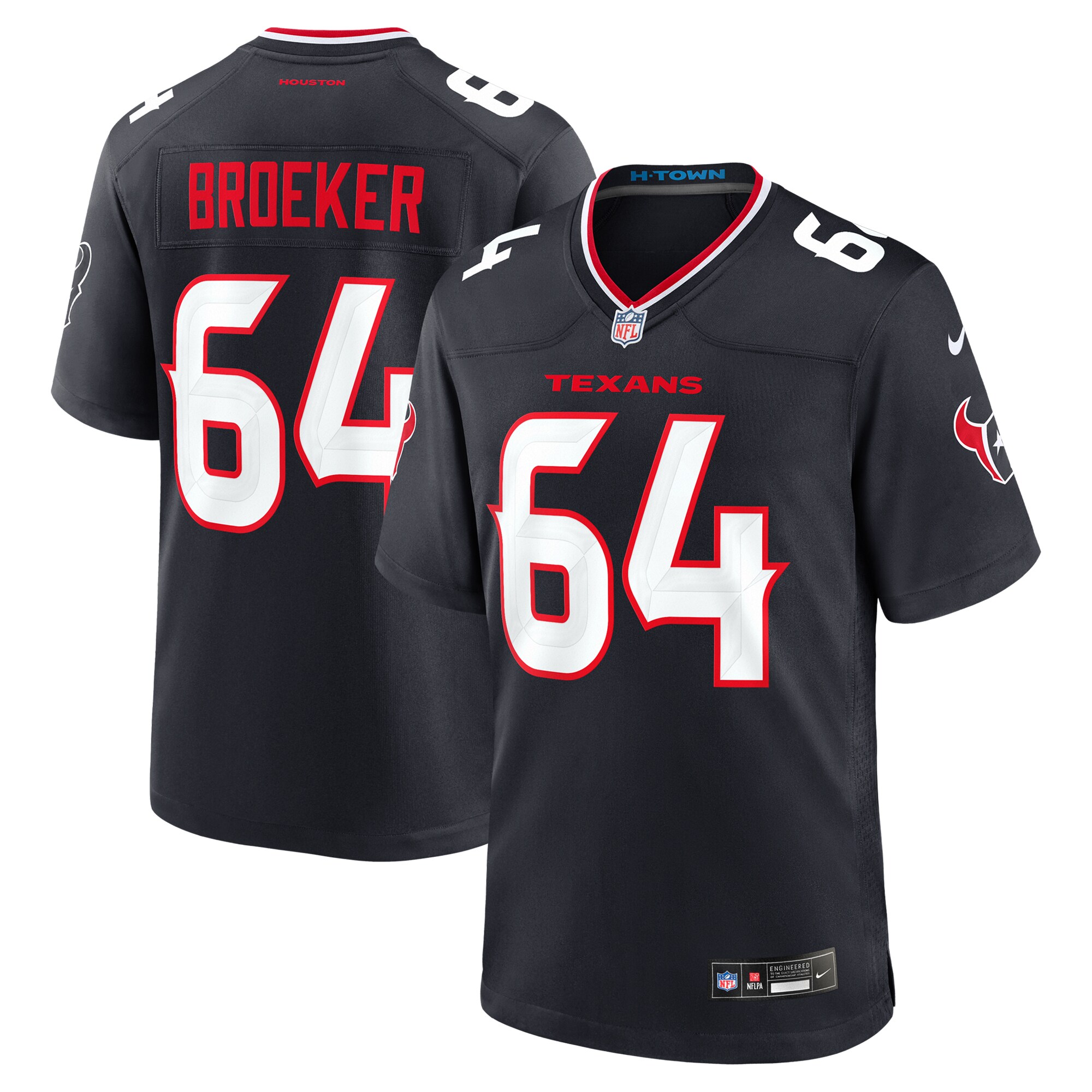 Men's Houston Texans Nick Broeker Navy Team Game Jersey - JS326