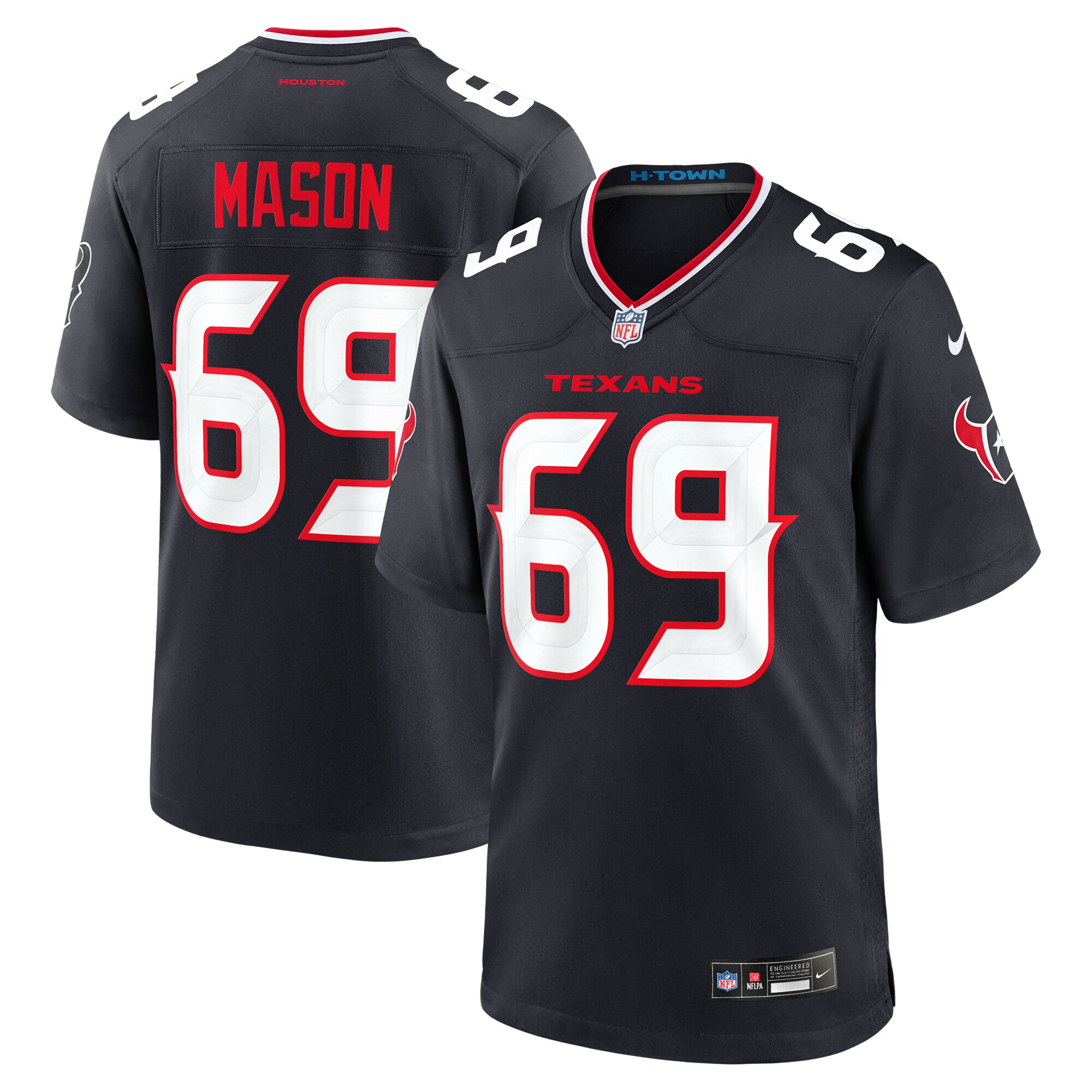 Men's Houston Texans Shaq Mason Navy Team Game Jersey - JS864