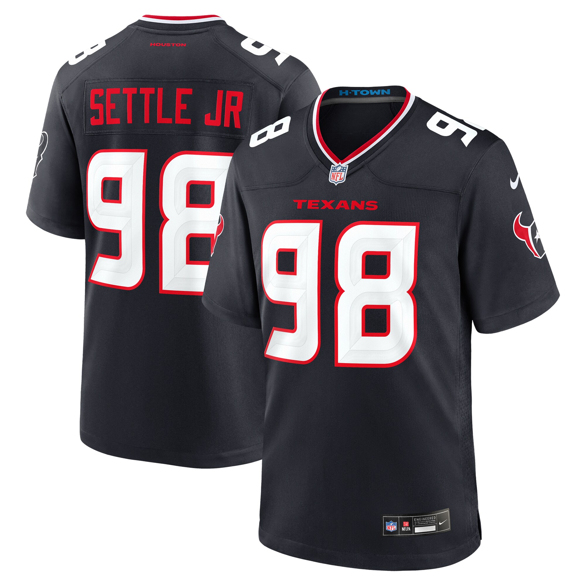 Men's Houston Texans Tim Settle Jr. Navy Team Game Jersey - JS756