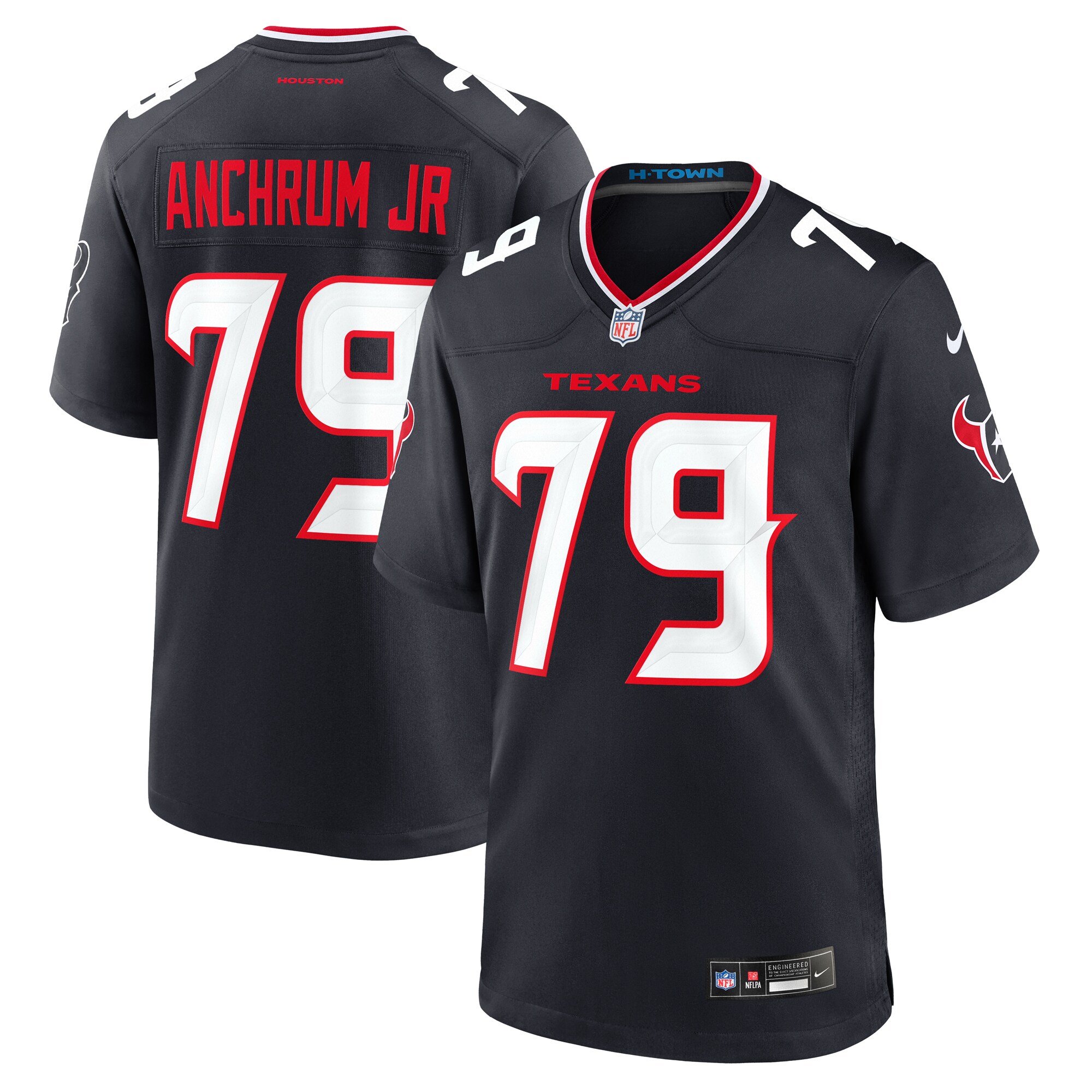 Men's Houston Texans Tremayne Anchrum Jr. Navy Team Game Jersey - JS819