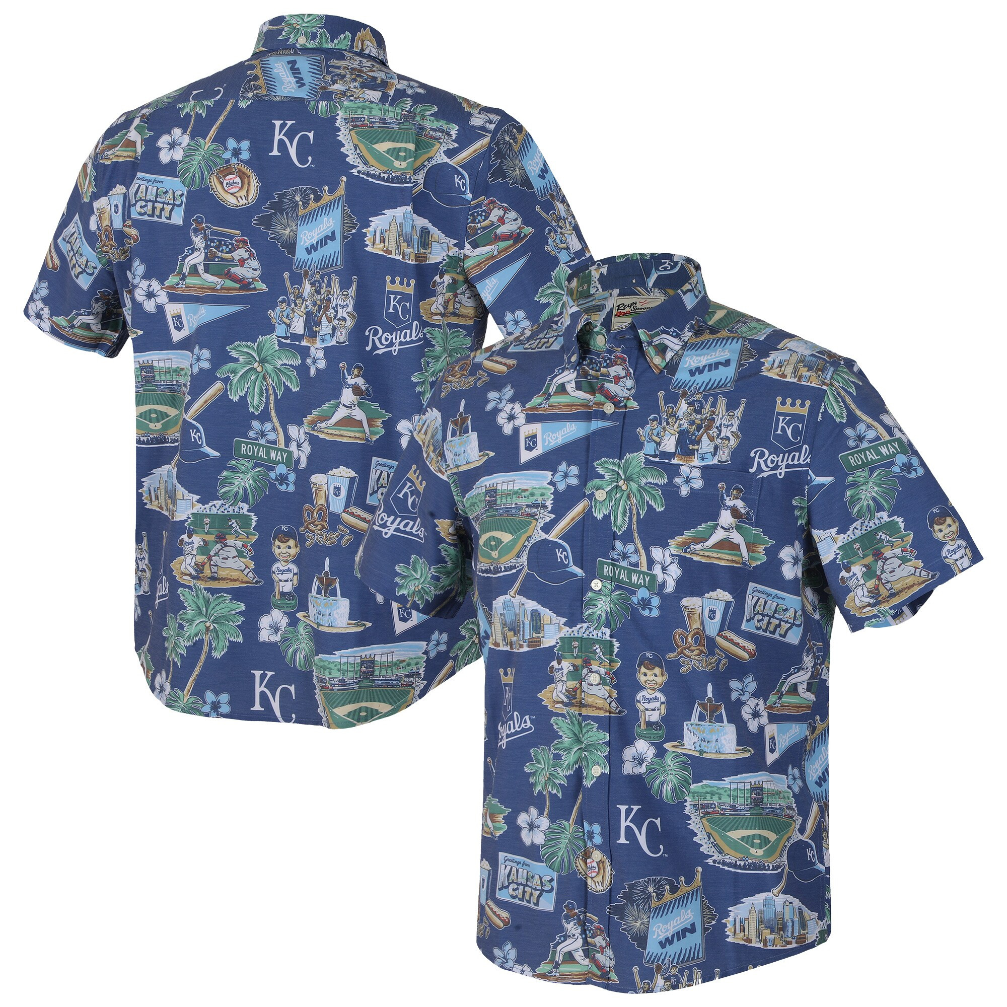 Mens Kansas City Royals Reyn Spooner Royal Scenic Triblend Hawaiian Shirt Merch Gift For Die Hard Fans