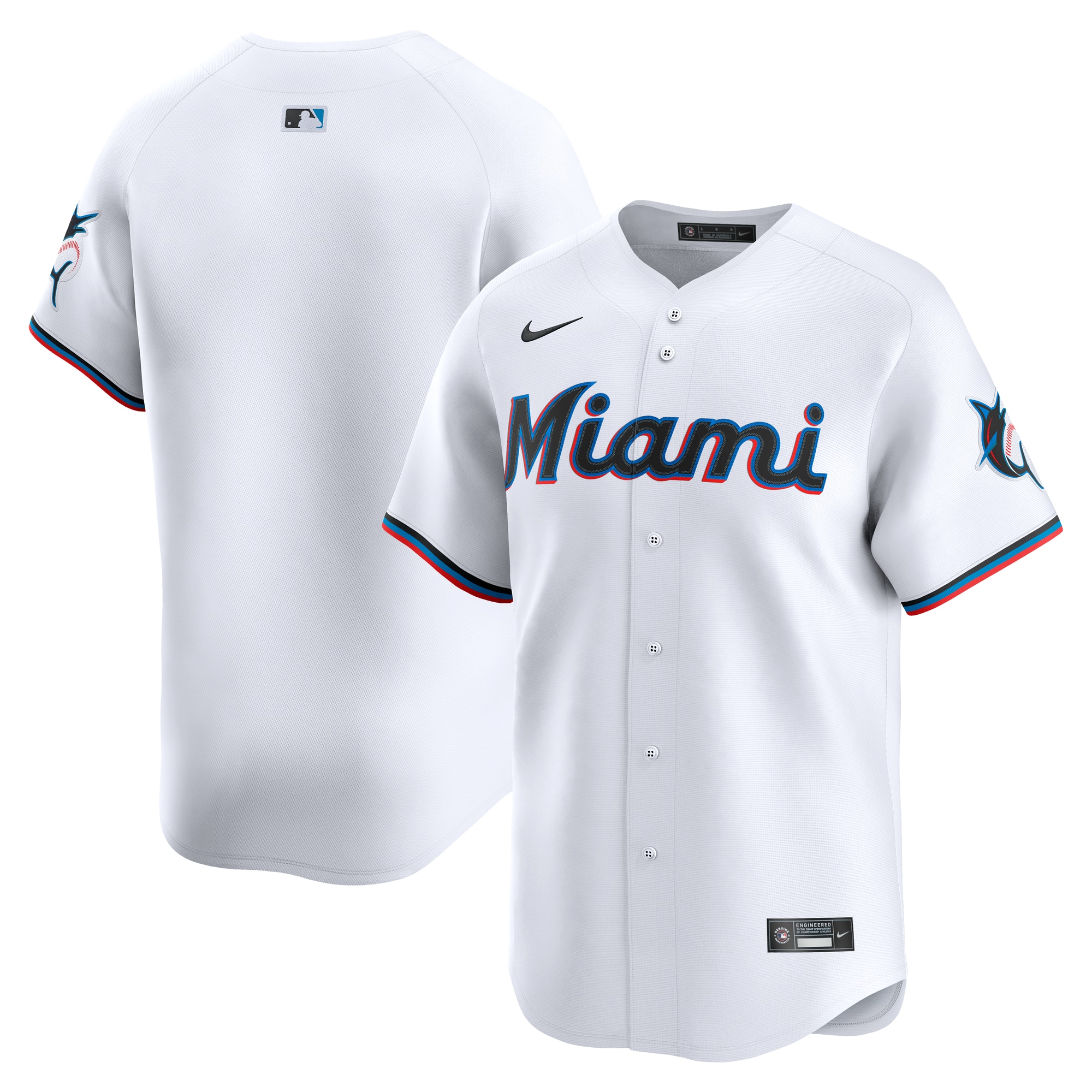 Men's Miami Marlins White Home Limited Jersey - JS771