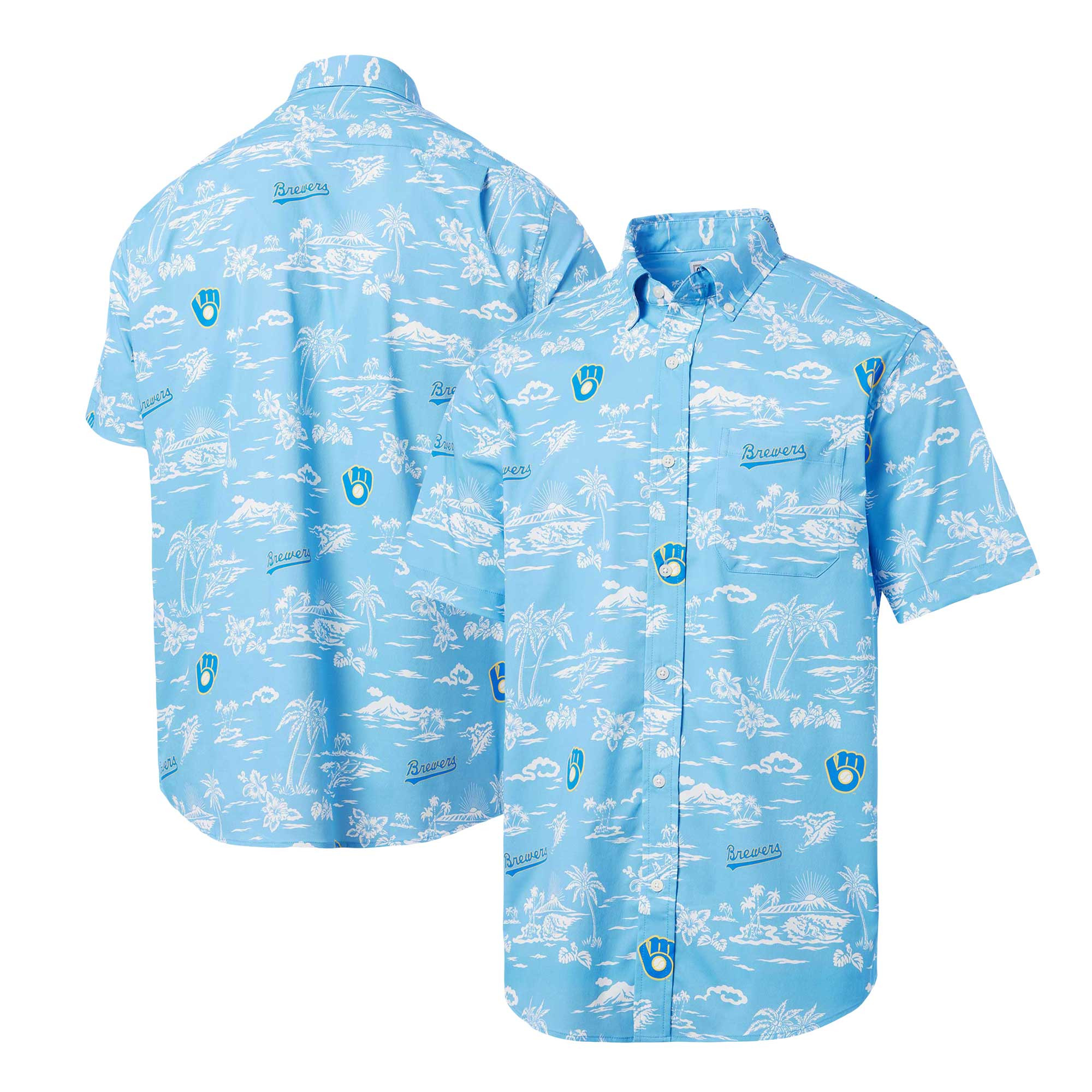 Mens Milwaukee Brewers Reyn Spooner Light Blue Cooperstown Hawaiian Shirt Merch Gift For Die Hard Fans