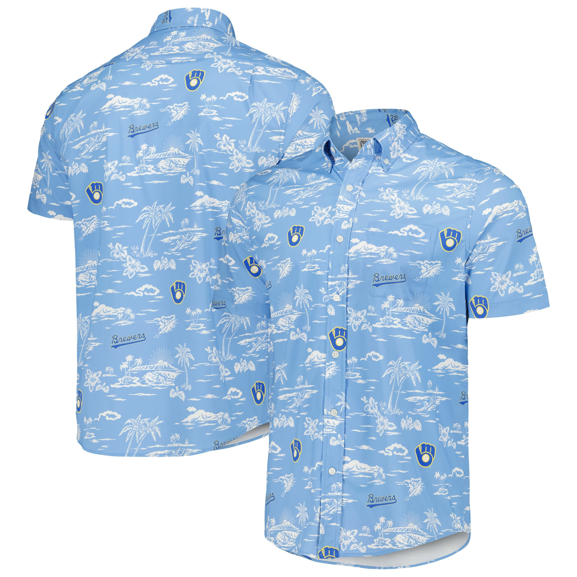 Mens Milwaukee Brewers Reyn Spooner Light Blue Hawaiian Shirt Merch Gift For Team Pride