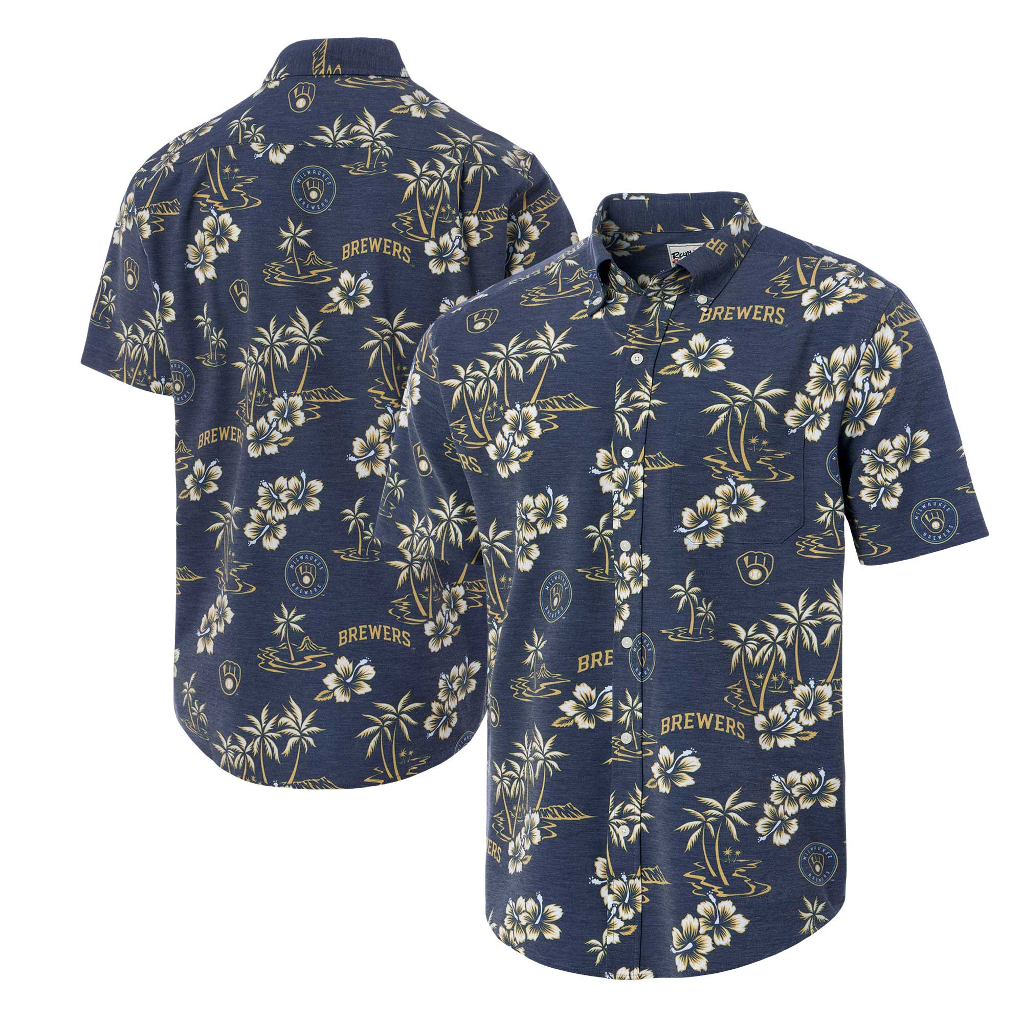 Mens Milwaukee Brewers Reyn Spooner Navy Hawaiian Shirt Merch Gift For Every Fan