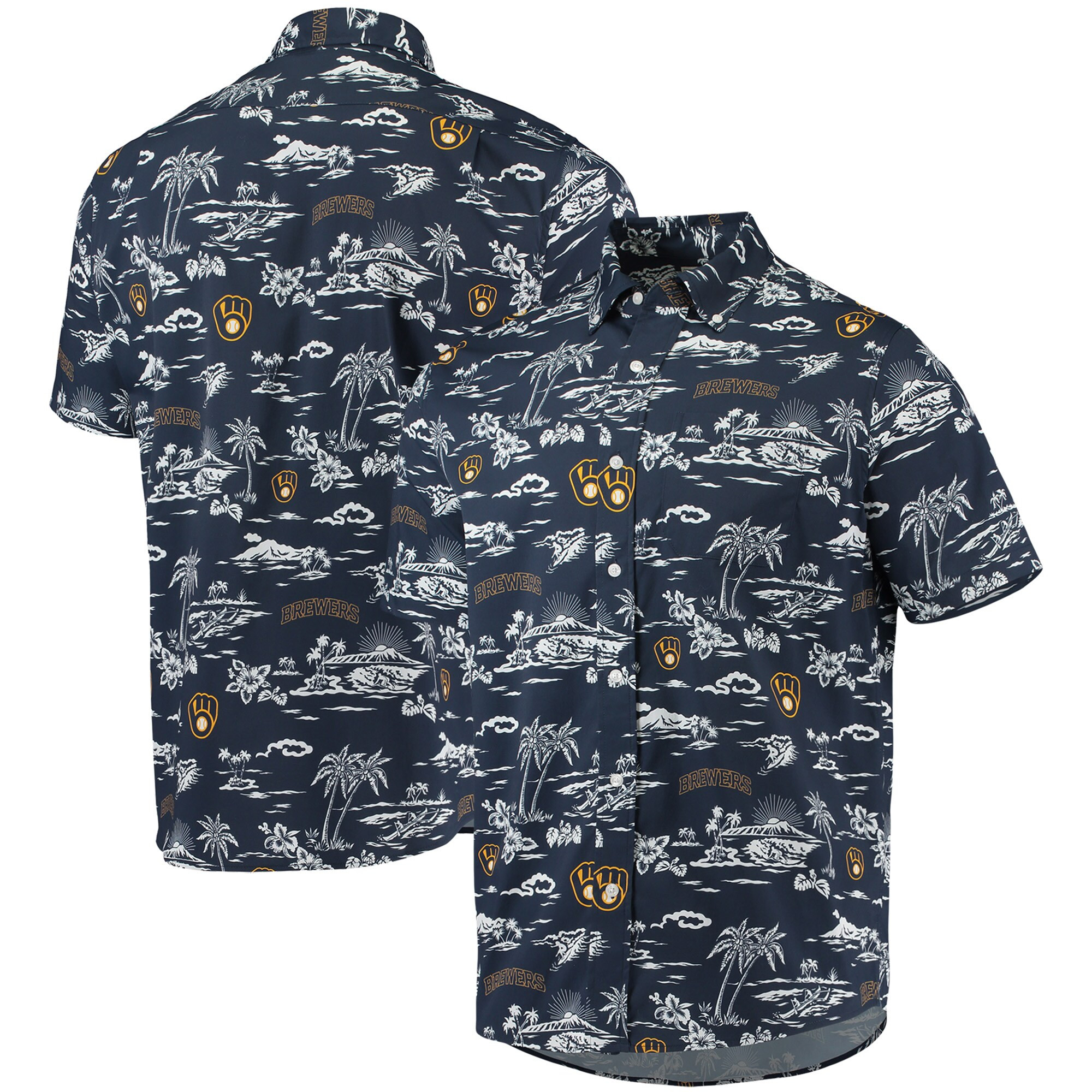 Mens Milwaukee Brewers Reyn Spooner Navy Hawaiian Shirt Merch Gift For Fan Gear Collectors