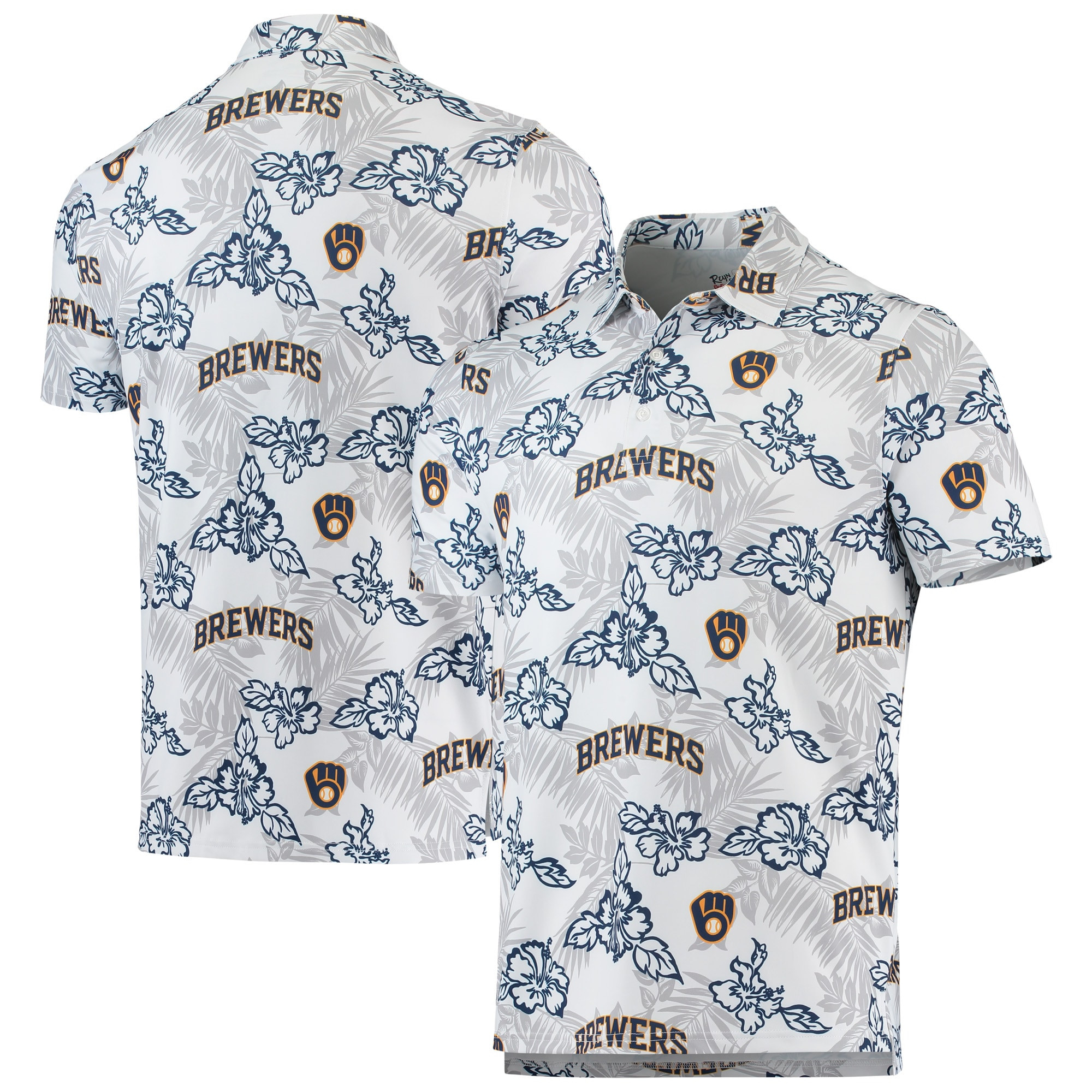 Mens Milwaukee Brewers Reyn Spooner White Performance Polo Shirt Fan Merch Gift