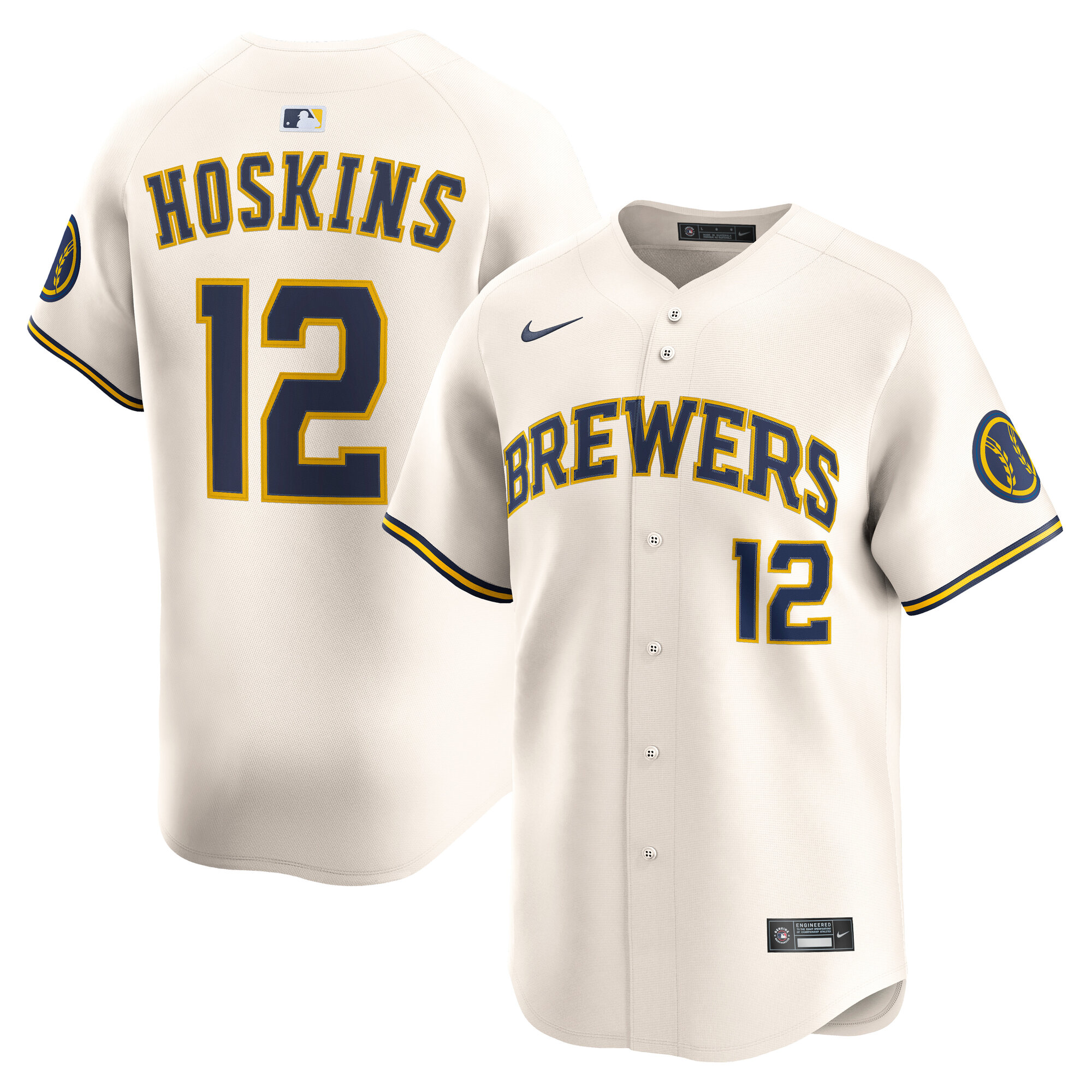 Men's Milwaukee Brewers Rhys Hoskins Cream Alternate Limited Player Jersey - JS112