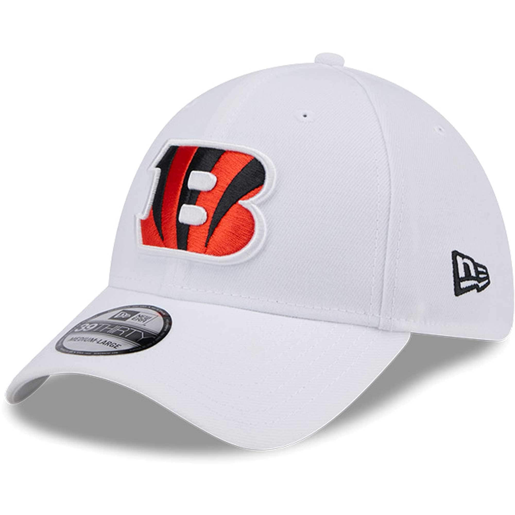 Mens New Era White Cincinnati Bengals Main 39THIRTY Flex Hat Embroidered