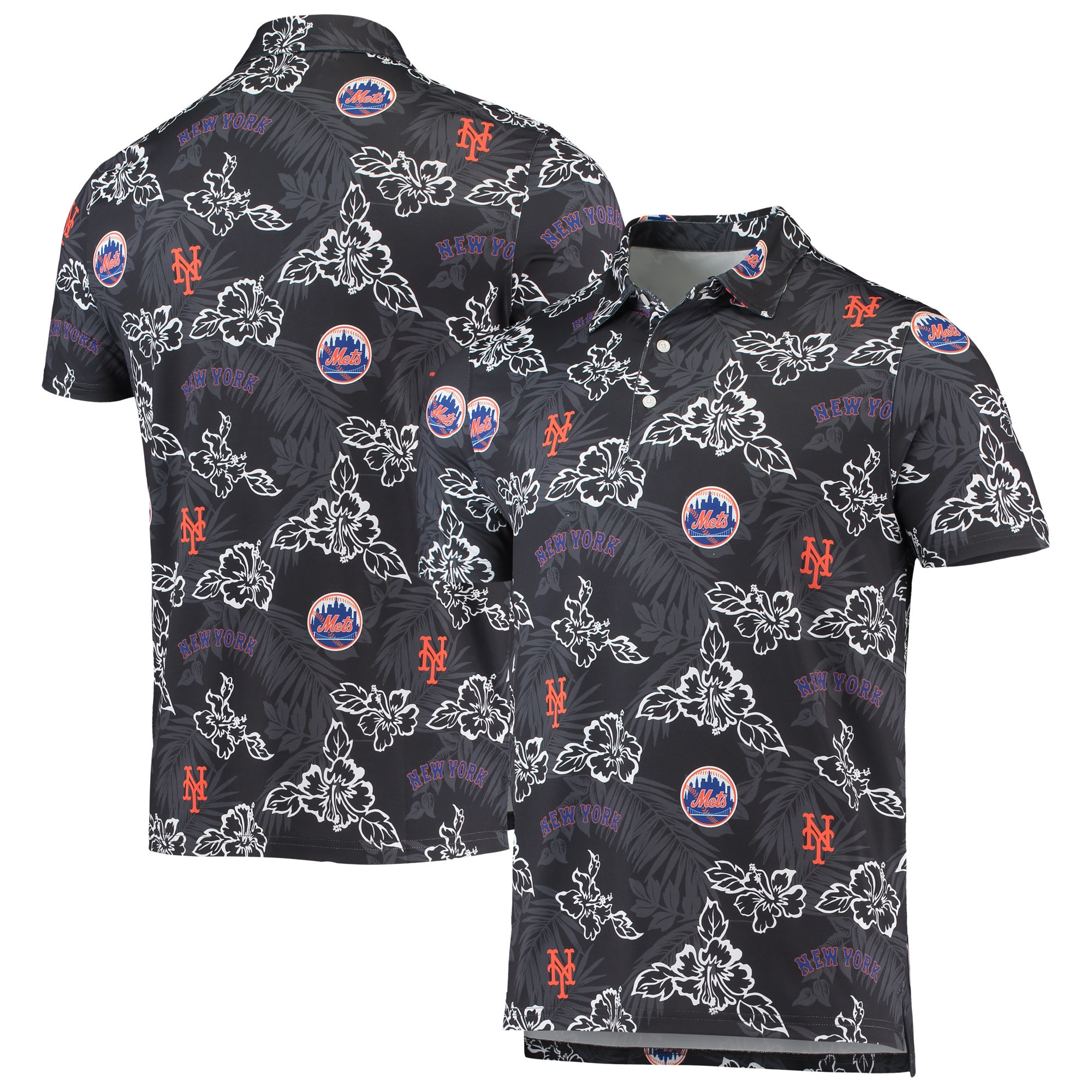 Mens New York Mets Reyn Spooner Black Performance Polo Shirt Merch Gift For MLB Supporters