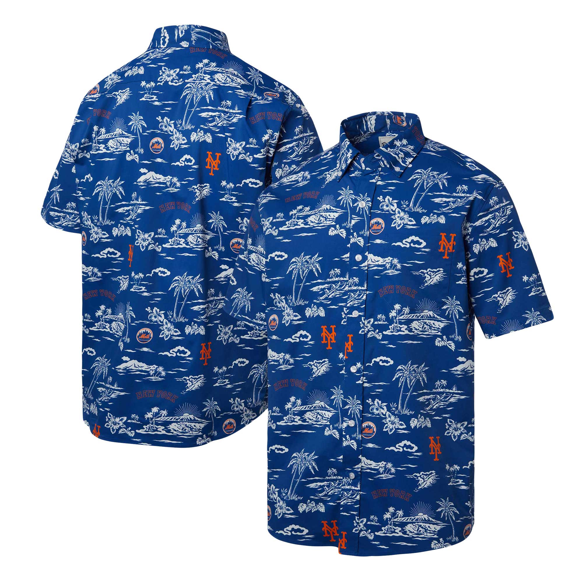 Mens New York Mets Reyn Spooner Blue Hawaiian Shirt Fan Merch Gift