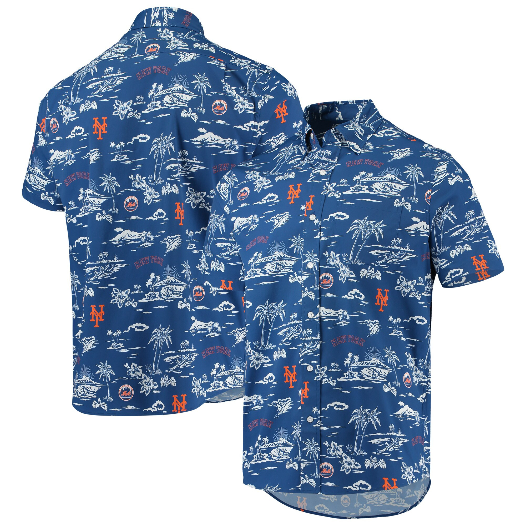 Mens New York Mets Reyn Spooner Blue Hawaiian Shirt Merch Gift For Baseball Fans