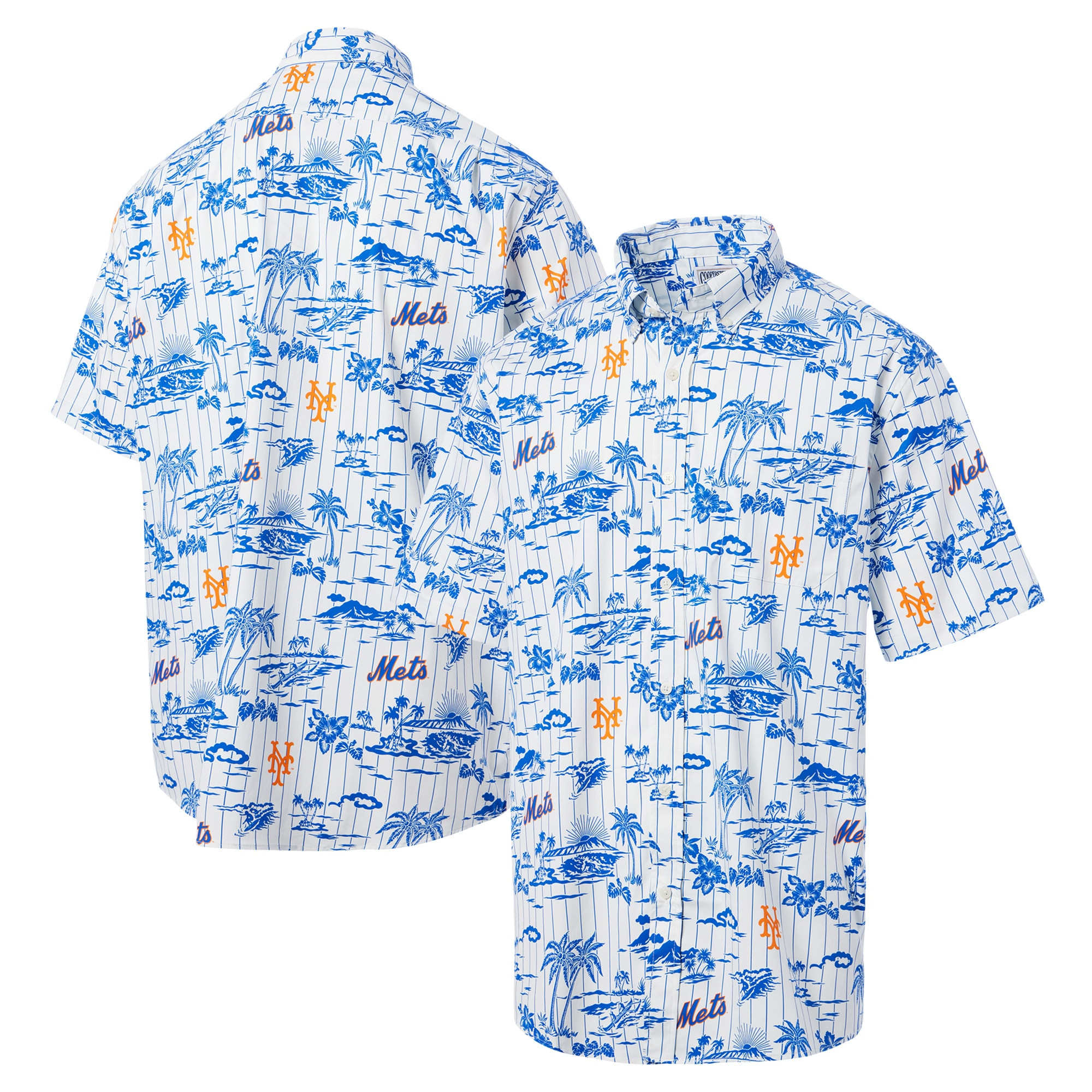 Mens New York Mets Reyn Spooner White Cooperstown Hawaiian Shirt Merch Gift For Loyal Fans