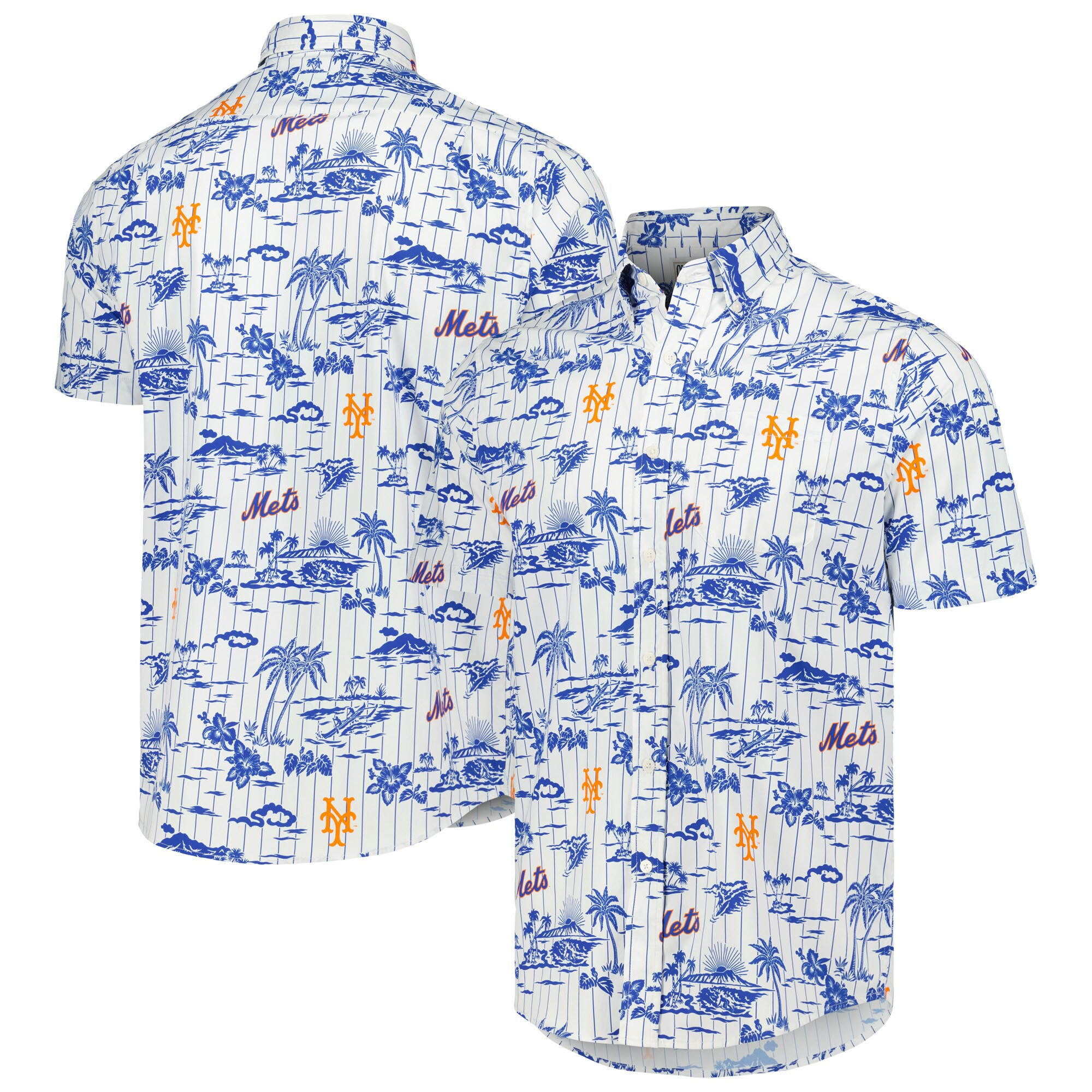 Mens New York Mets Reyn Spooner White Hawaiian Shirt Fan Merch Gift