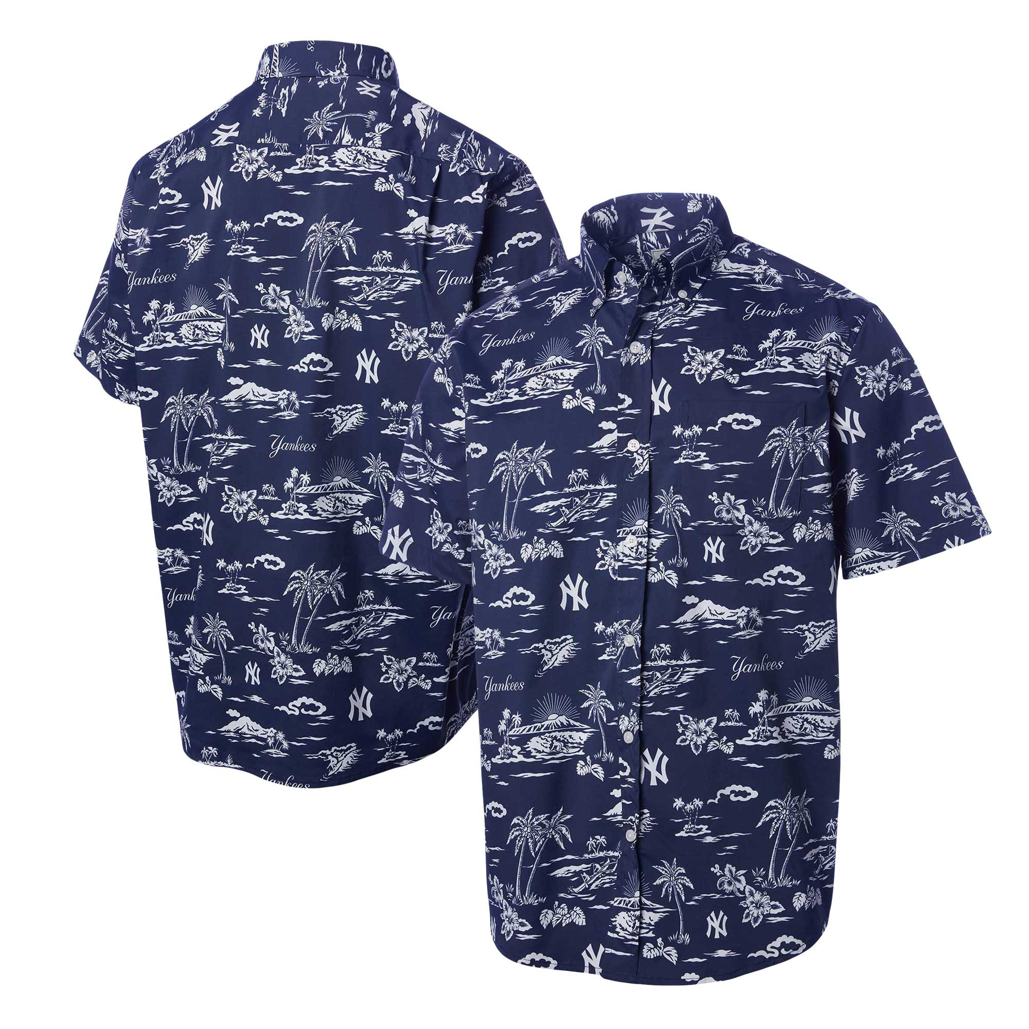 Mens New York Yankees Reyn Spooner Navy Hawaiian Shirt Fan Merch Gift