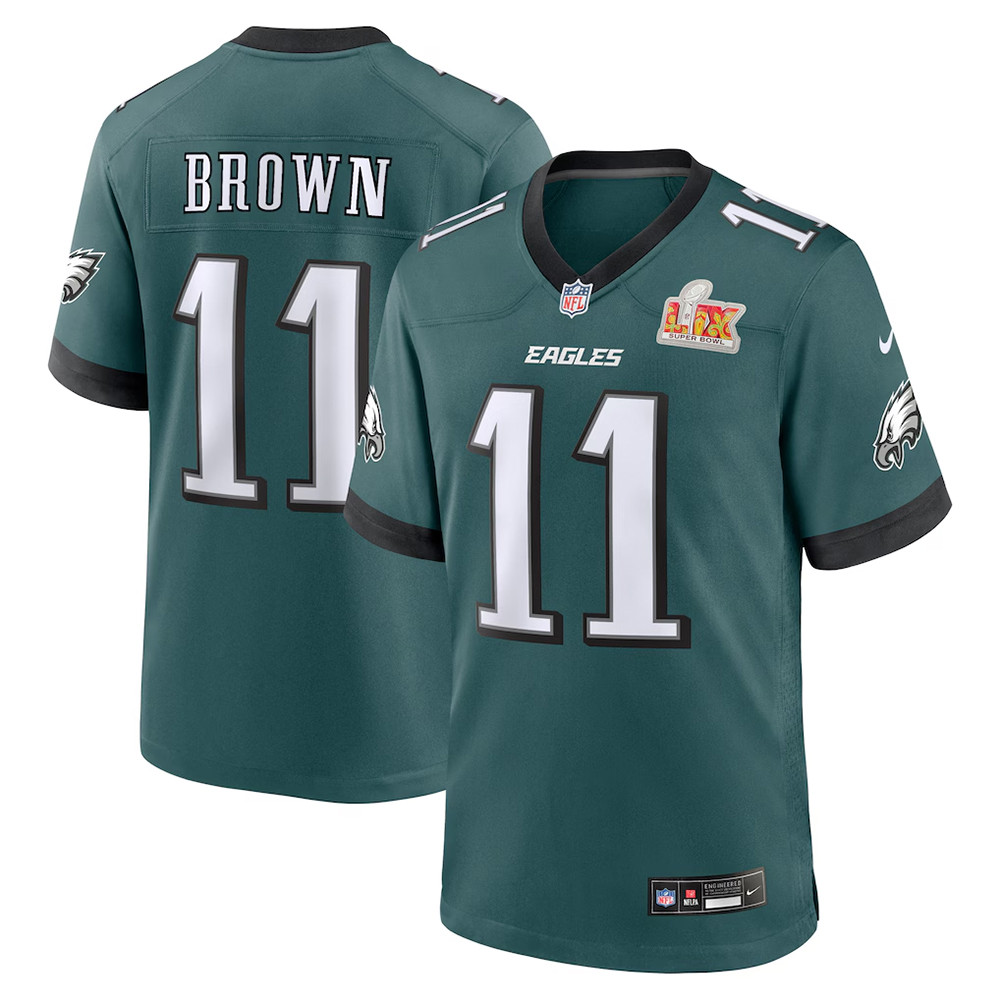 Men’s Nike A.J. Brown Midnight Green Philadelphia Eagles Super Bowl LIX Jersey